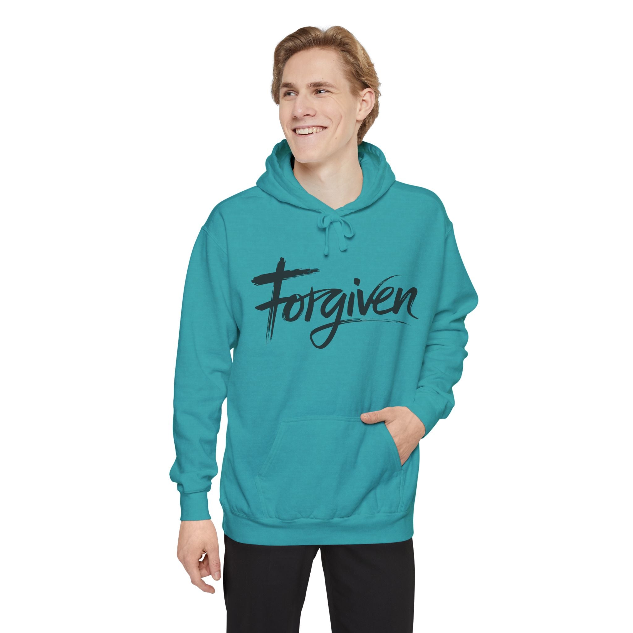 Faith Based Men's Hoodie - Forgiven | Hoodie by atgodanddesigns