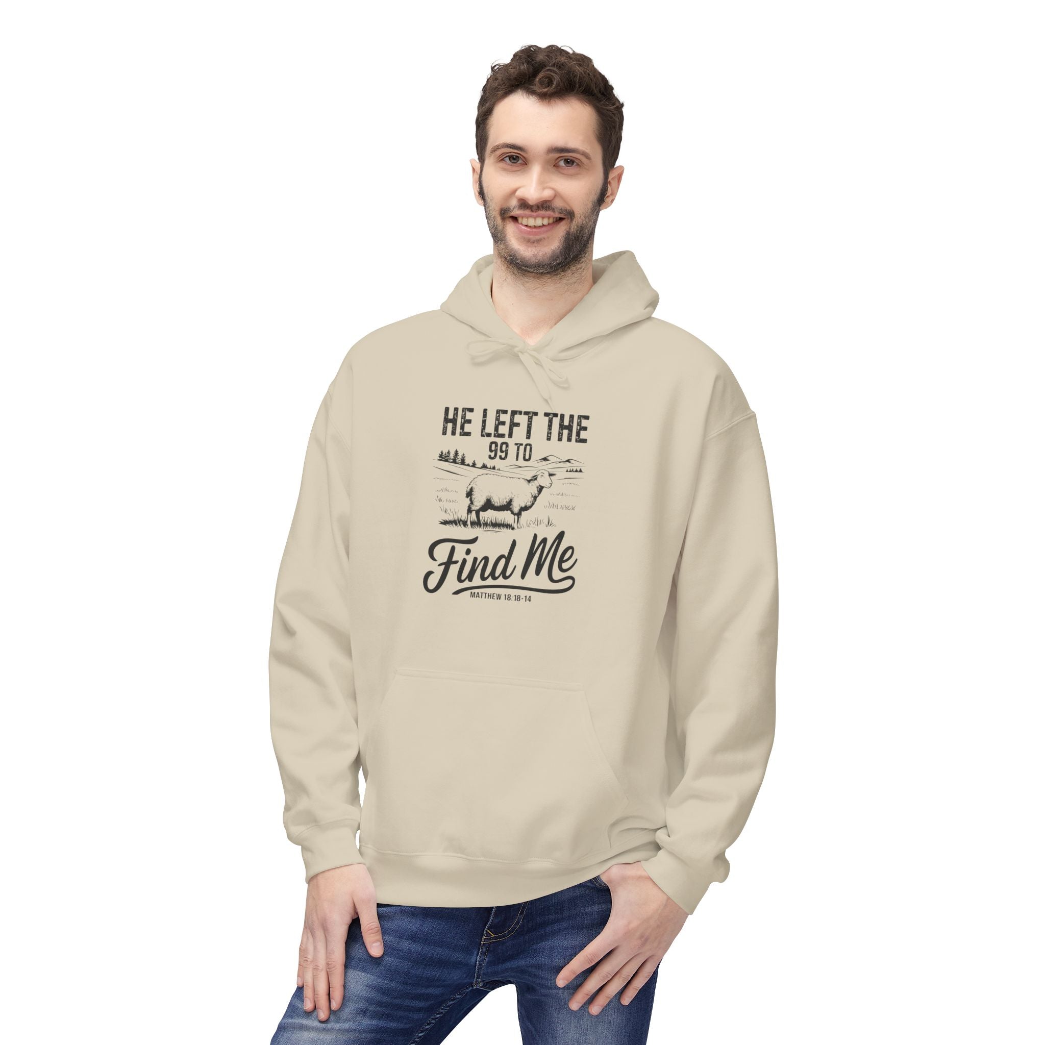 Faith Based Men's Hoodie - He Left The 99 To Find Me | Hoodie by atgodanddesigns