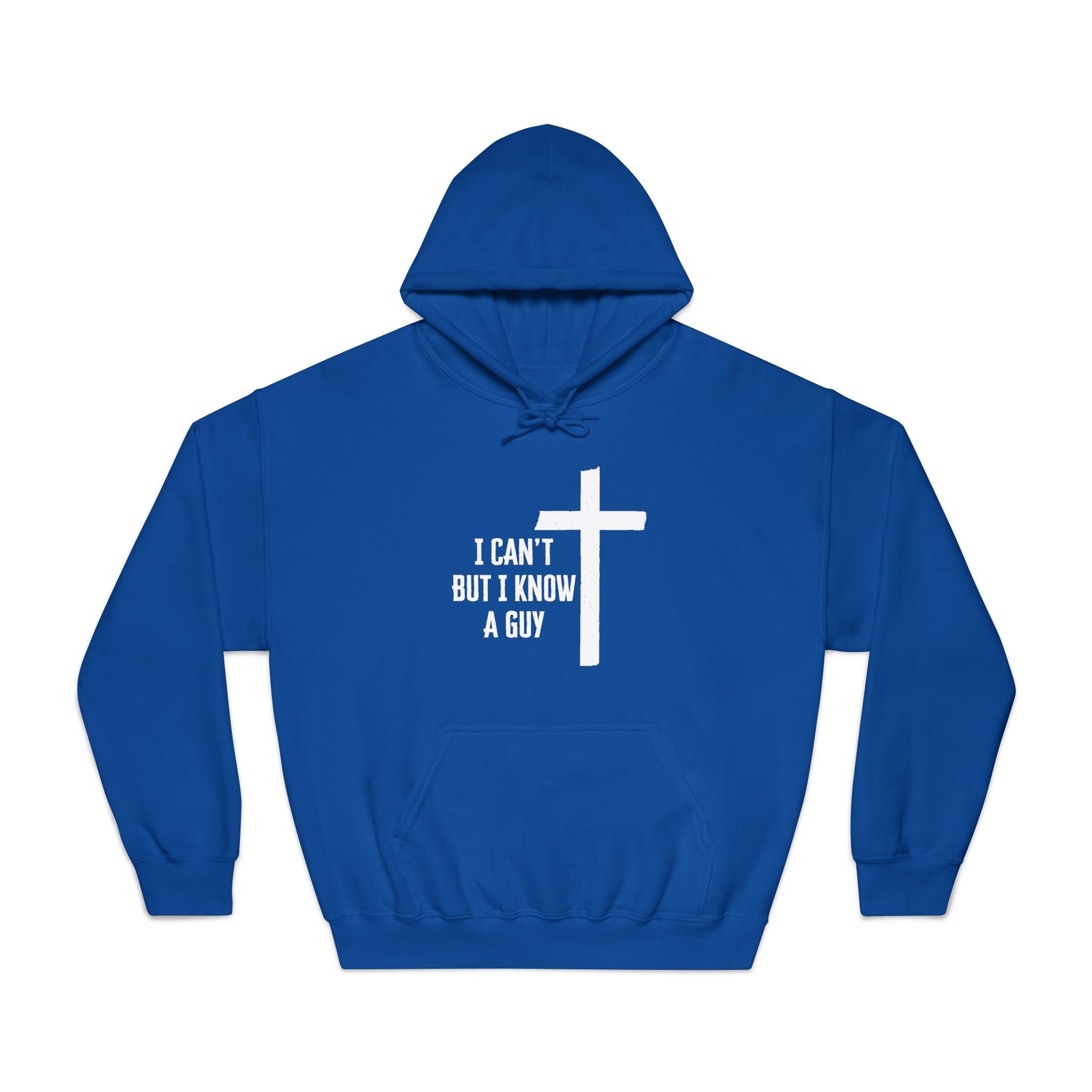 Faith Based Men's Hoodie - I Can't But I Know A Guy | Hoodie by atgodanddesigns