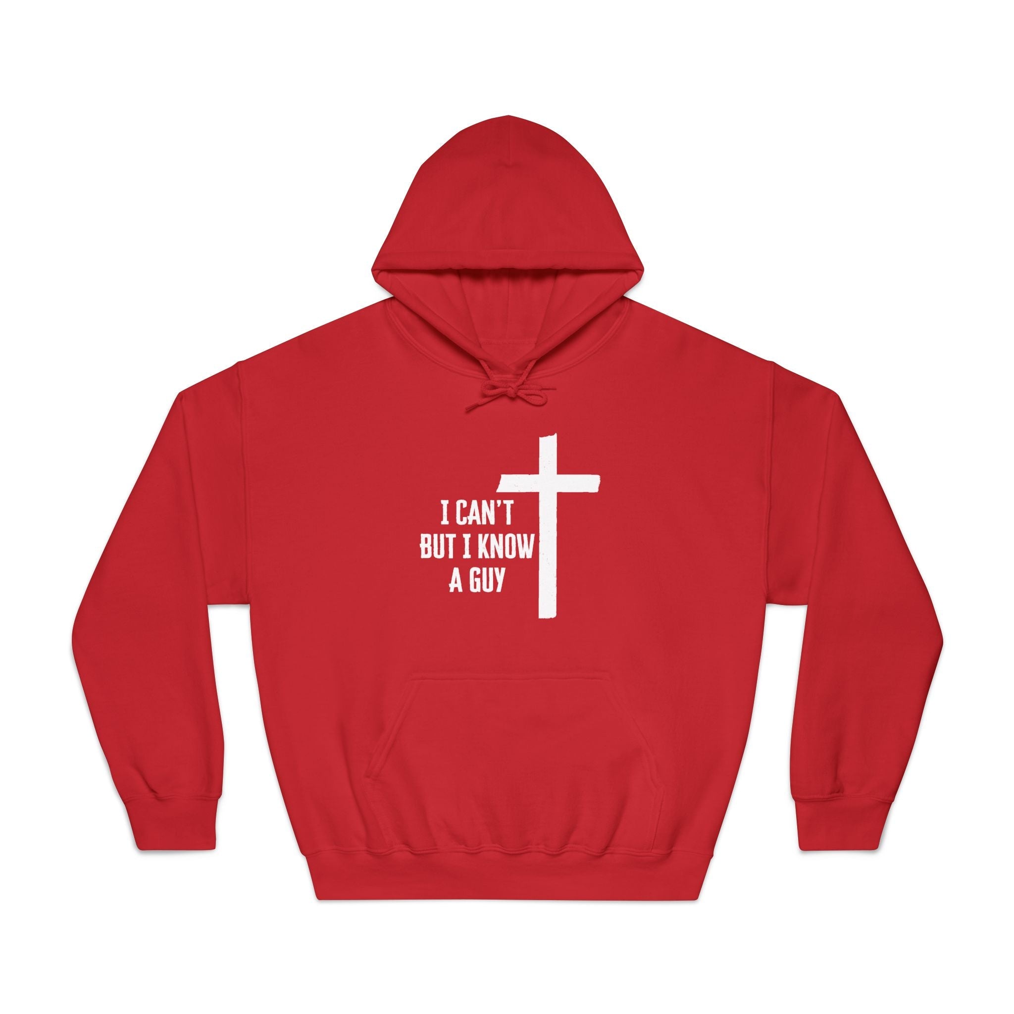 Faith Based Men's Hoodie - I Can't But I Know A Guy | Hoodie by atgodanddesigns