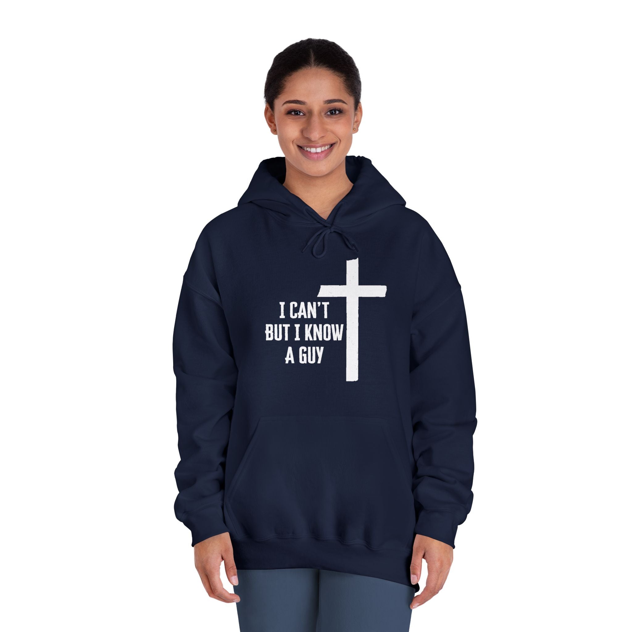 Faith Based Men's Hoodie - I Can't But I Know A Guy | Hoodie by atgodanddesigns