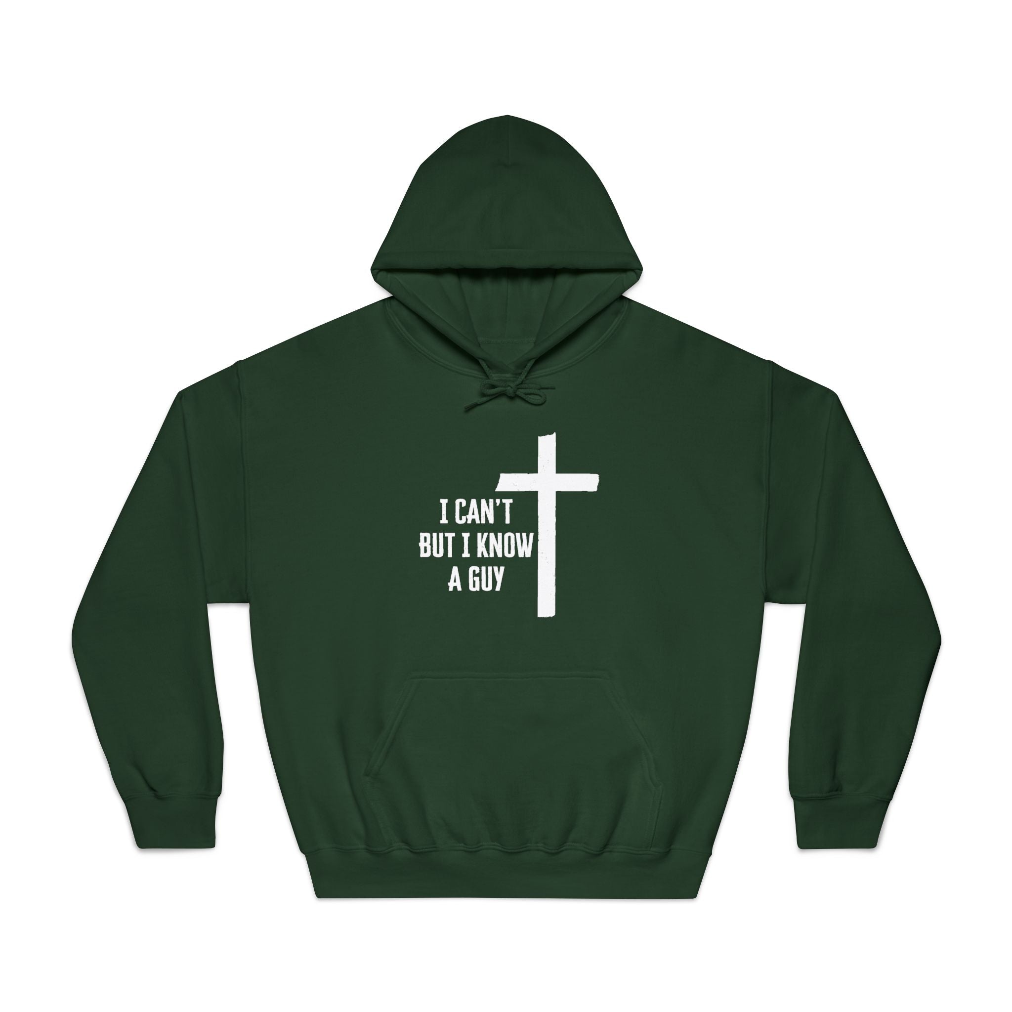Faith Based Men's Hoodie - I Can't But I Know A Guy | Hoodie by atgodanddesigns