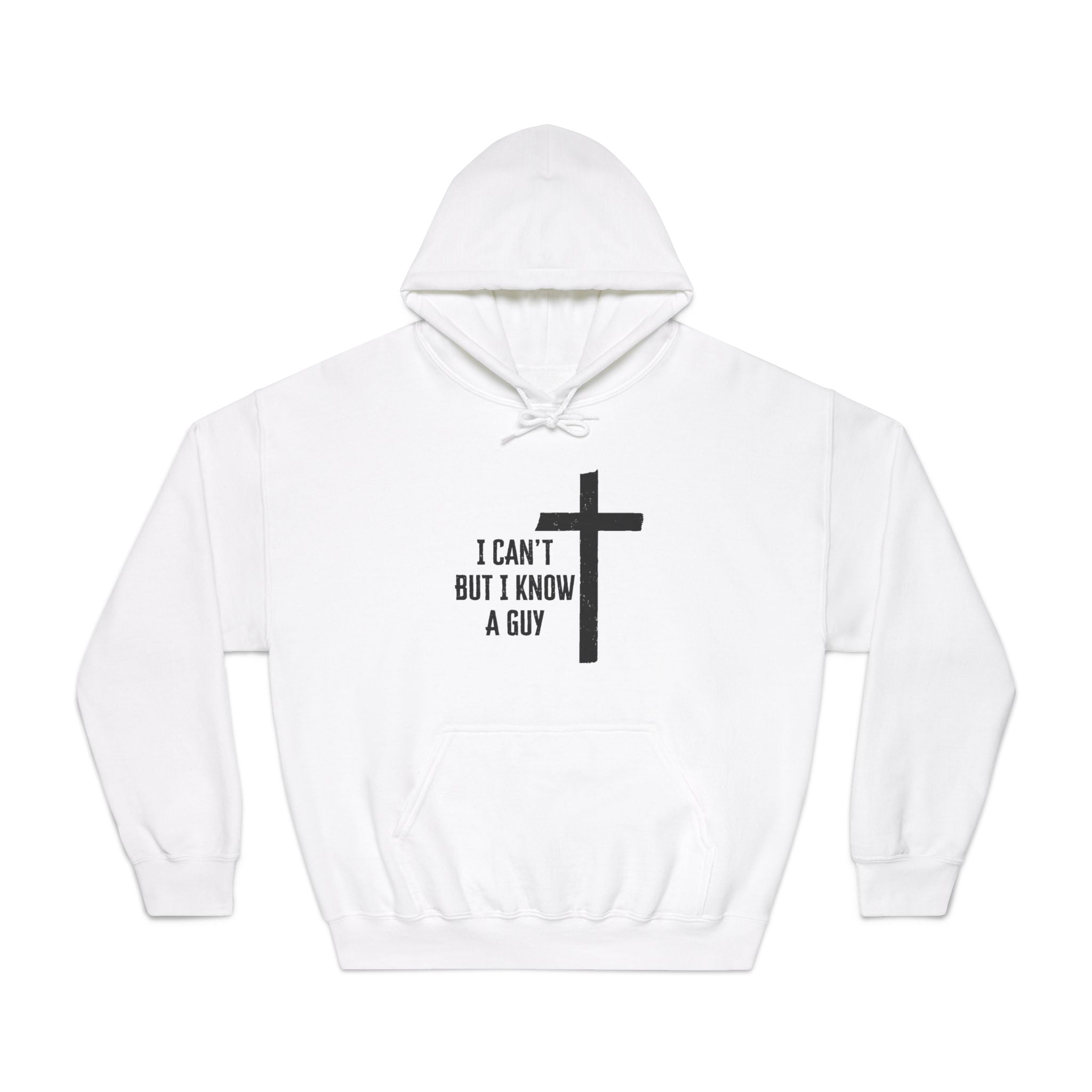 Faith Based Men's Hoodie - I Can't But I Know A Guy | Hoodie by atgodanddesigns