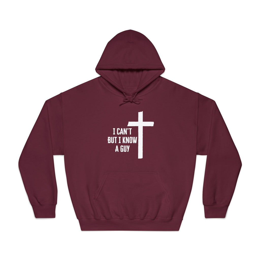Faith Based Men's Hoodie - I Can't But I Know A Guy | Hoodie by atgodanddesigns