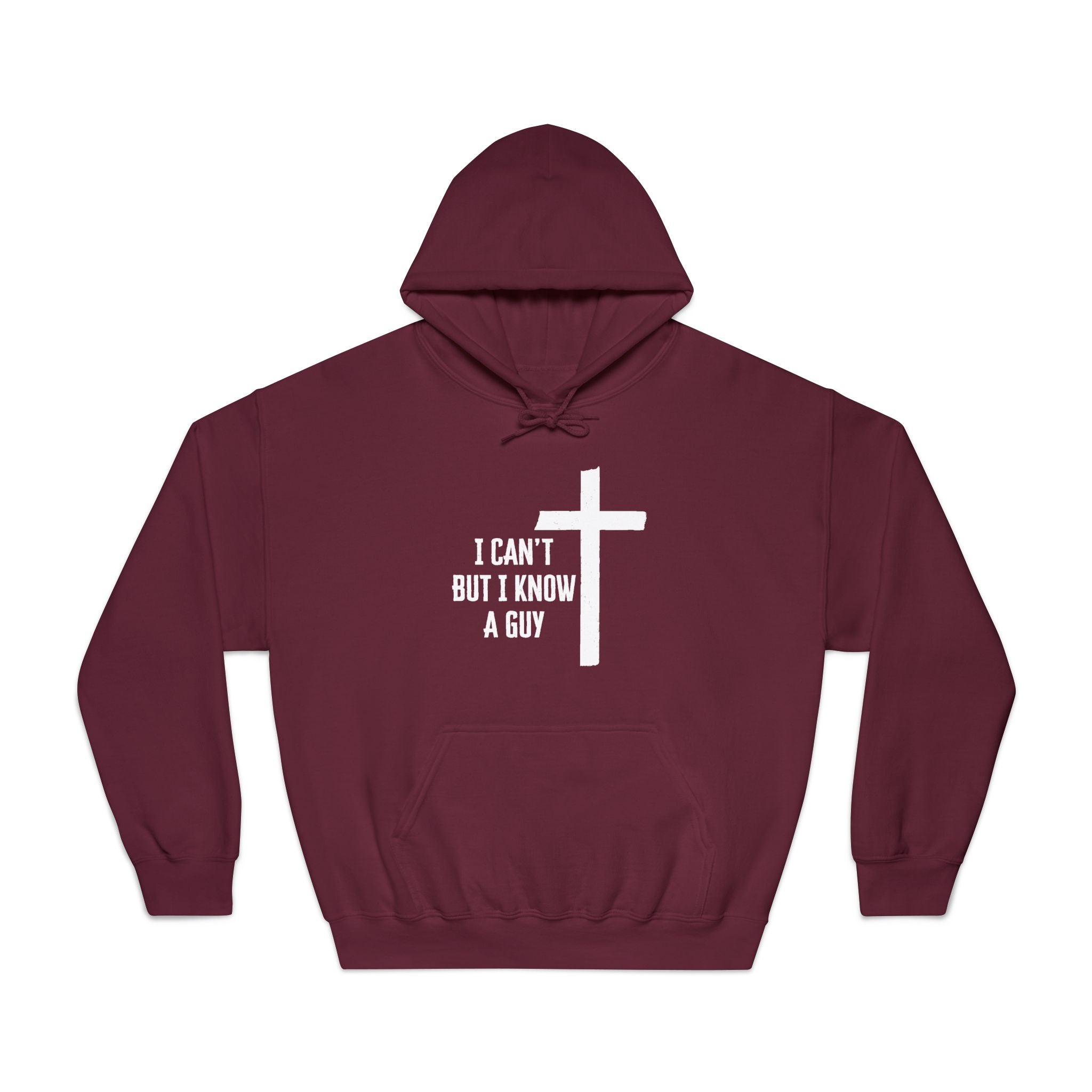 Faith Based Men's Hoodie - I Can't But I Know A Guy | Hoodie by atgodanddesigns