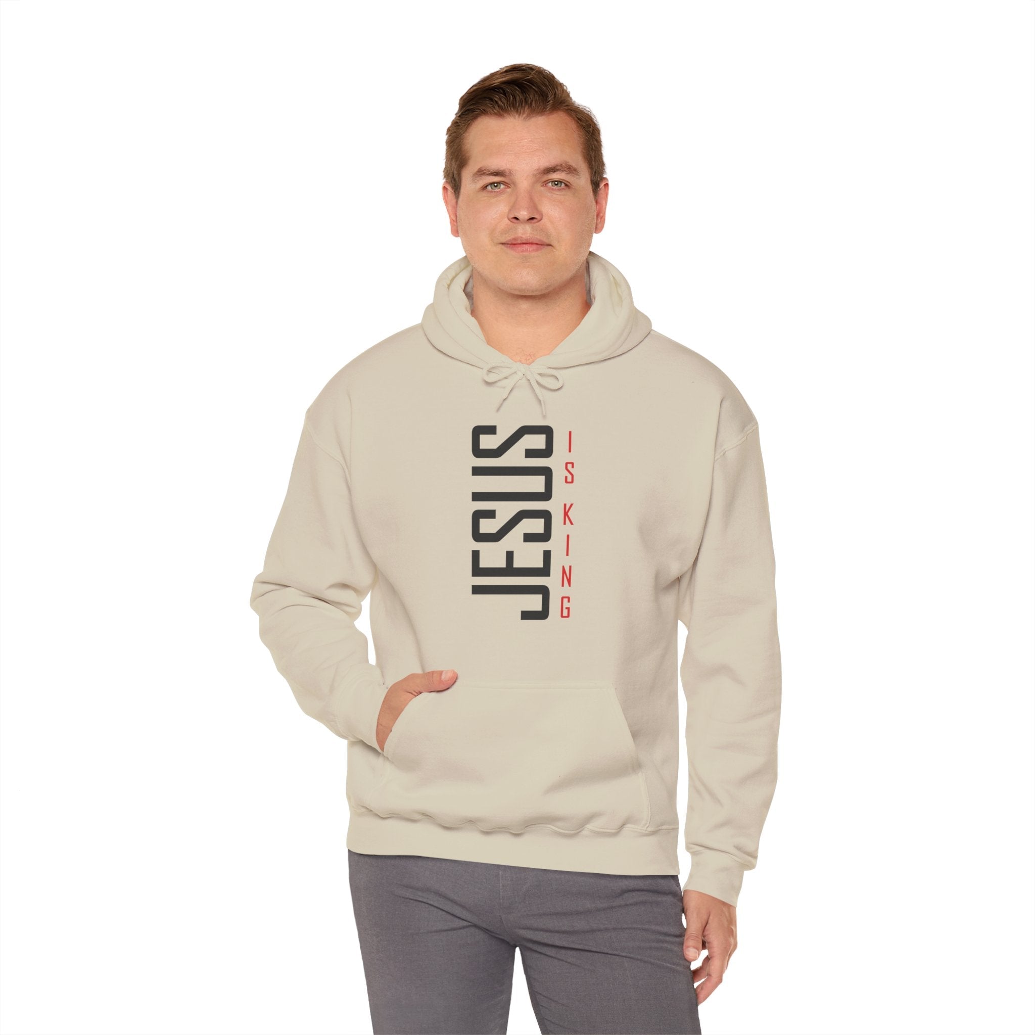 Faith Based Men's Hoodie - Jesus Is King | Hoodie by atgodanddesigns