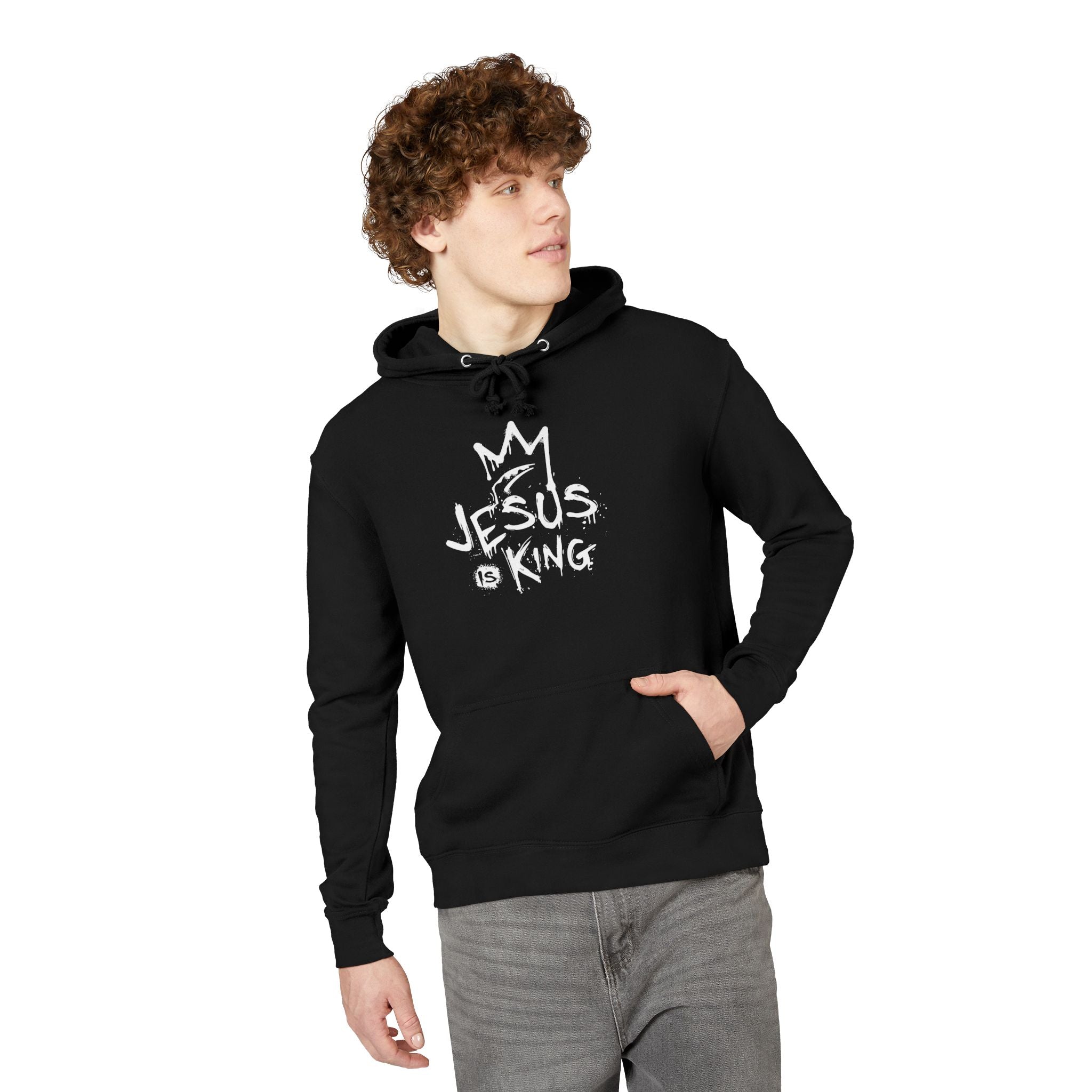 Faith Based Men's Hoodie - Jesus is King | Hoodie by atgodanddesigns
