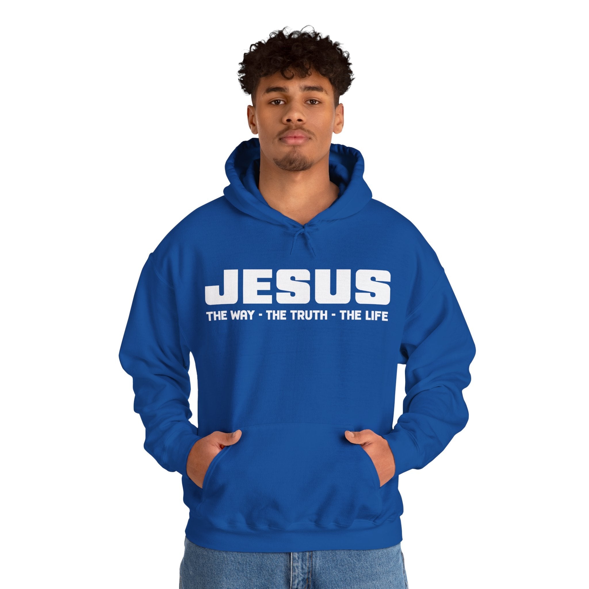 Faith Based Men's Hoodie - JESUS The Way, The Truth, The Life | Hoodie by atgodanddesigns