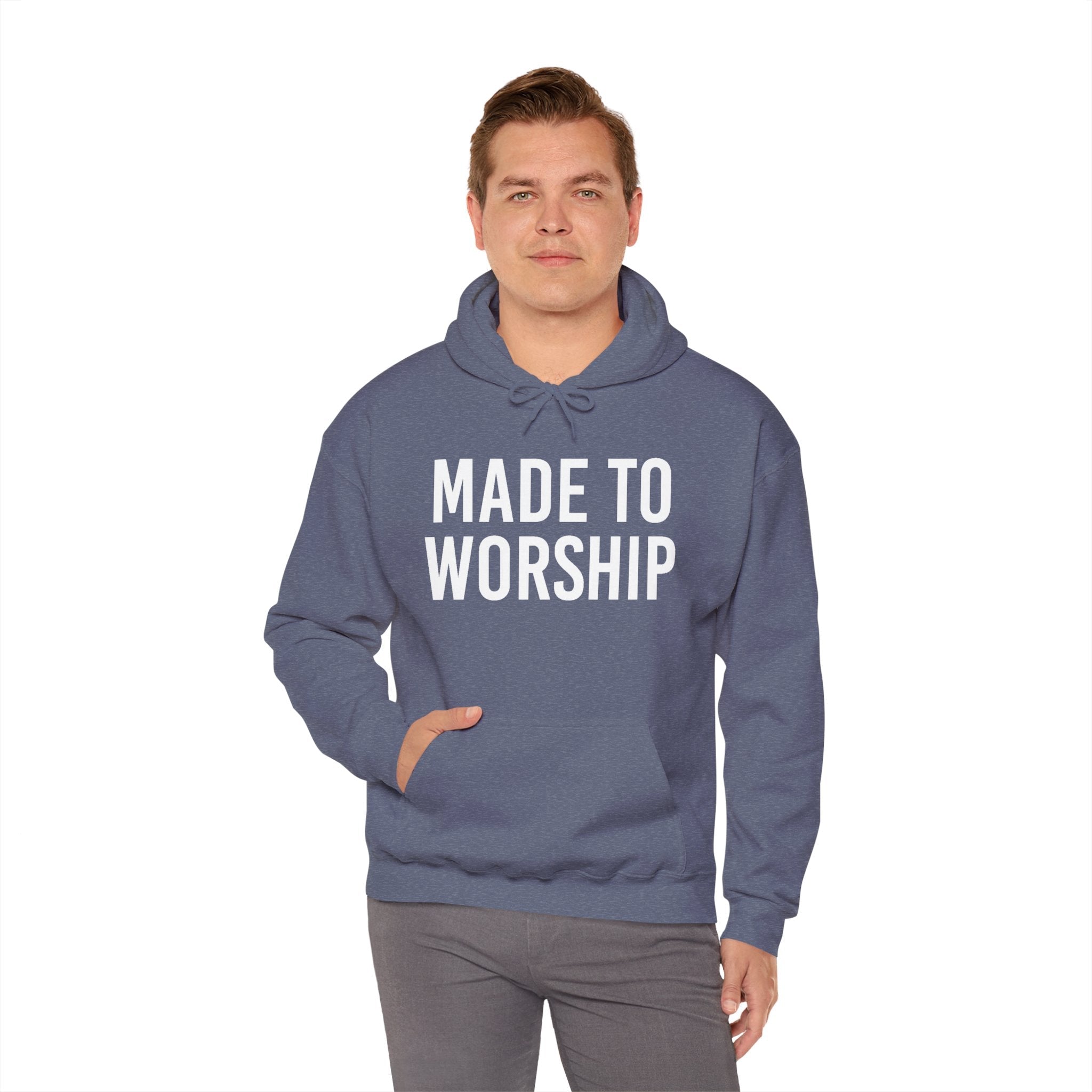 Faith Based Men's Hoodie - Made to Worship Hoodie | Hoodie by atgodanddesigns