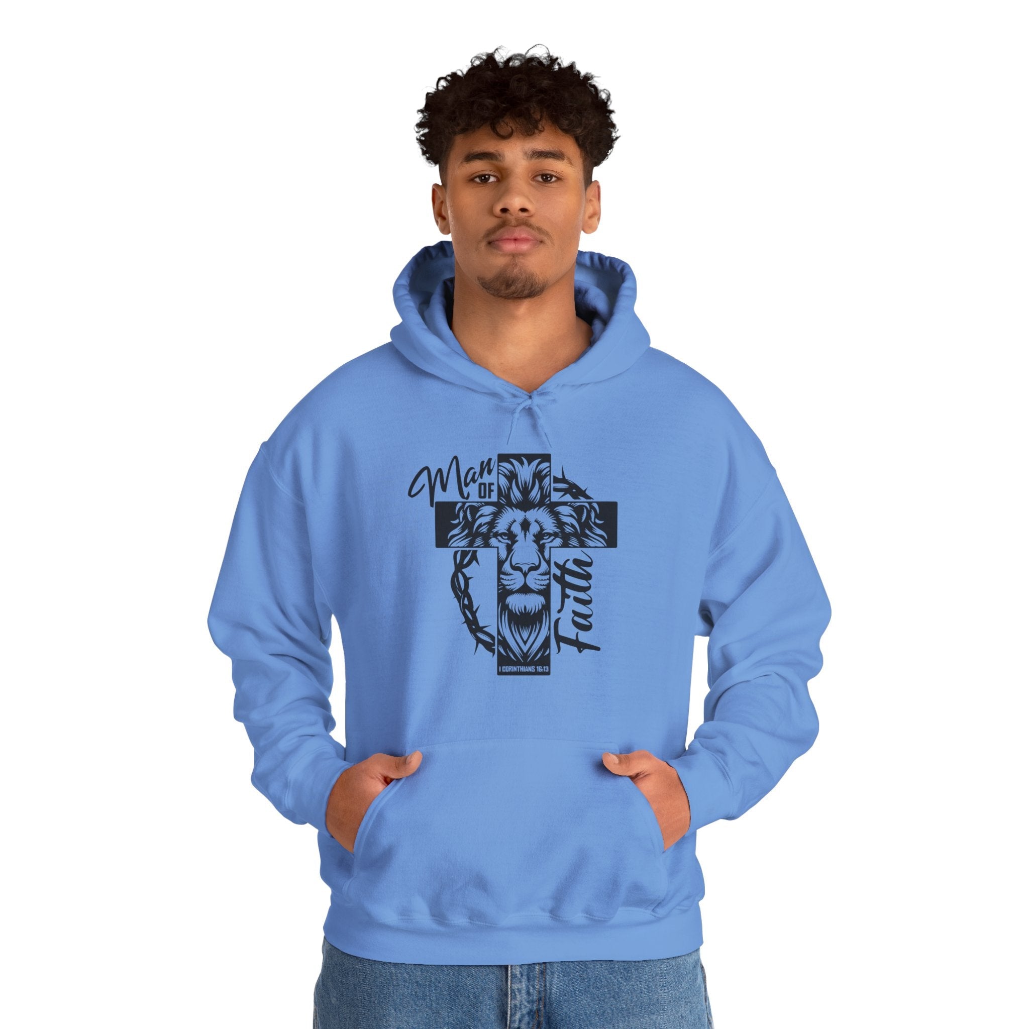 Faith Based Men's Hoodie - Man of Faith | Hoodie by atgodanddesigns