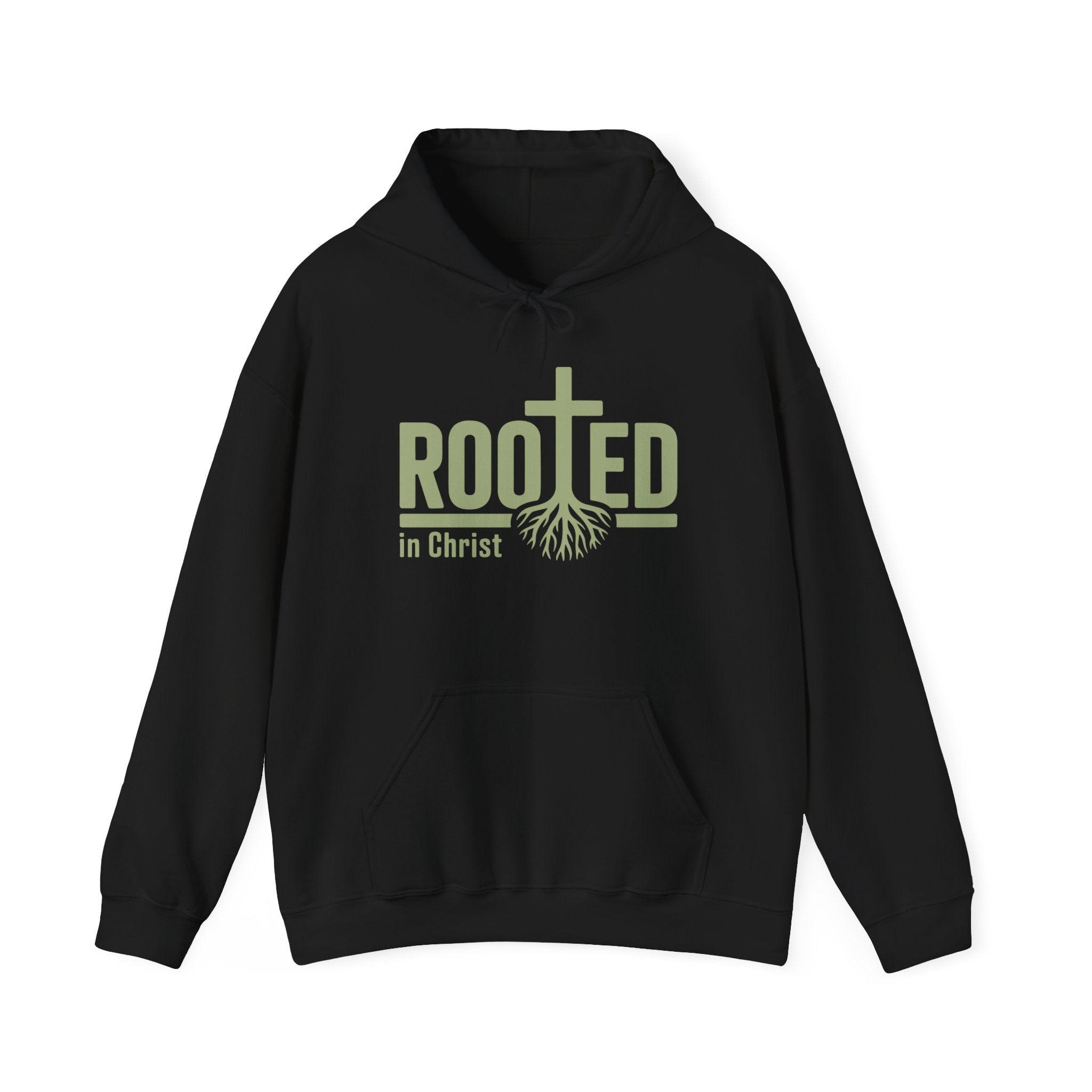 Faith Based Men's Hoodie - Rooted In Christ | Hoodie by atgodanddesigns