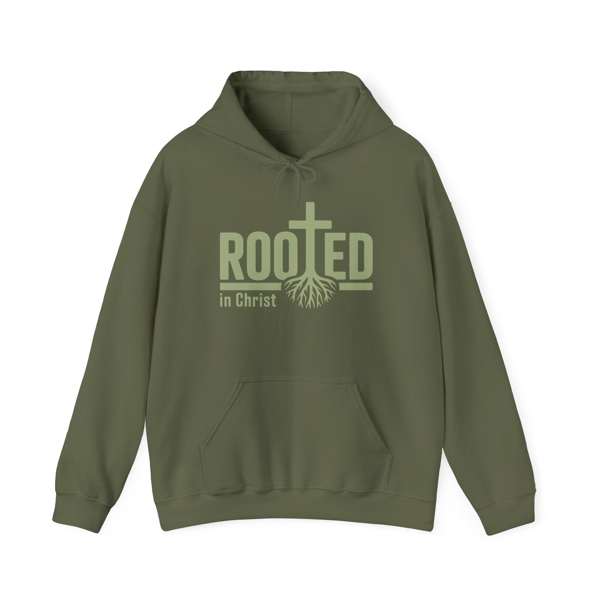 Faith Based Men's Hoodie - Rooted In Christ | Hoodie by atgodanddesigns