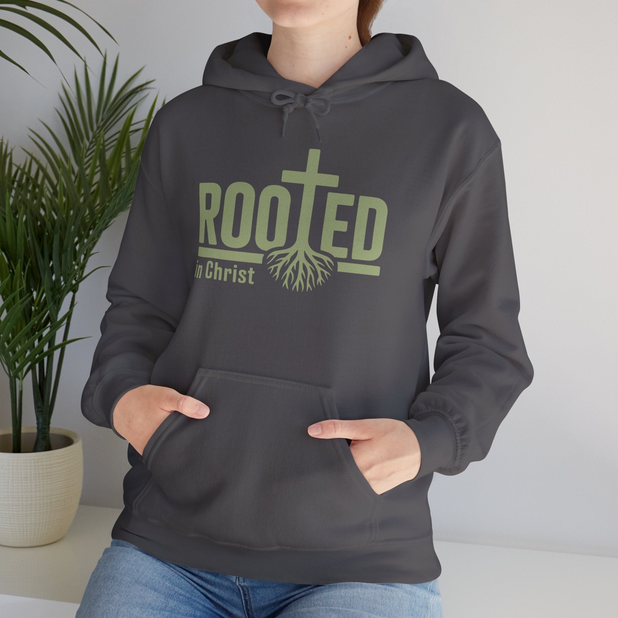 Faith Based Men's Hoodie - Rooted In Christ | Hoodie by atgodanddesigns
