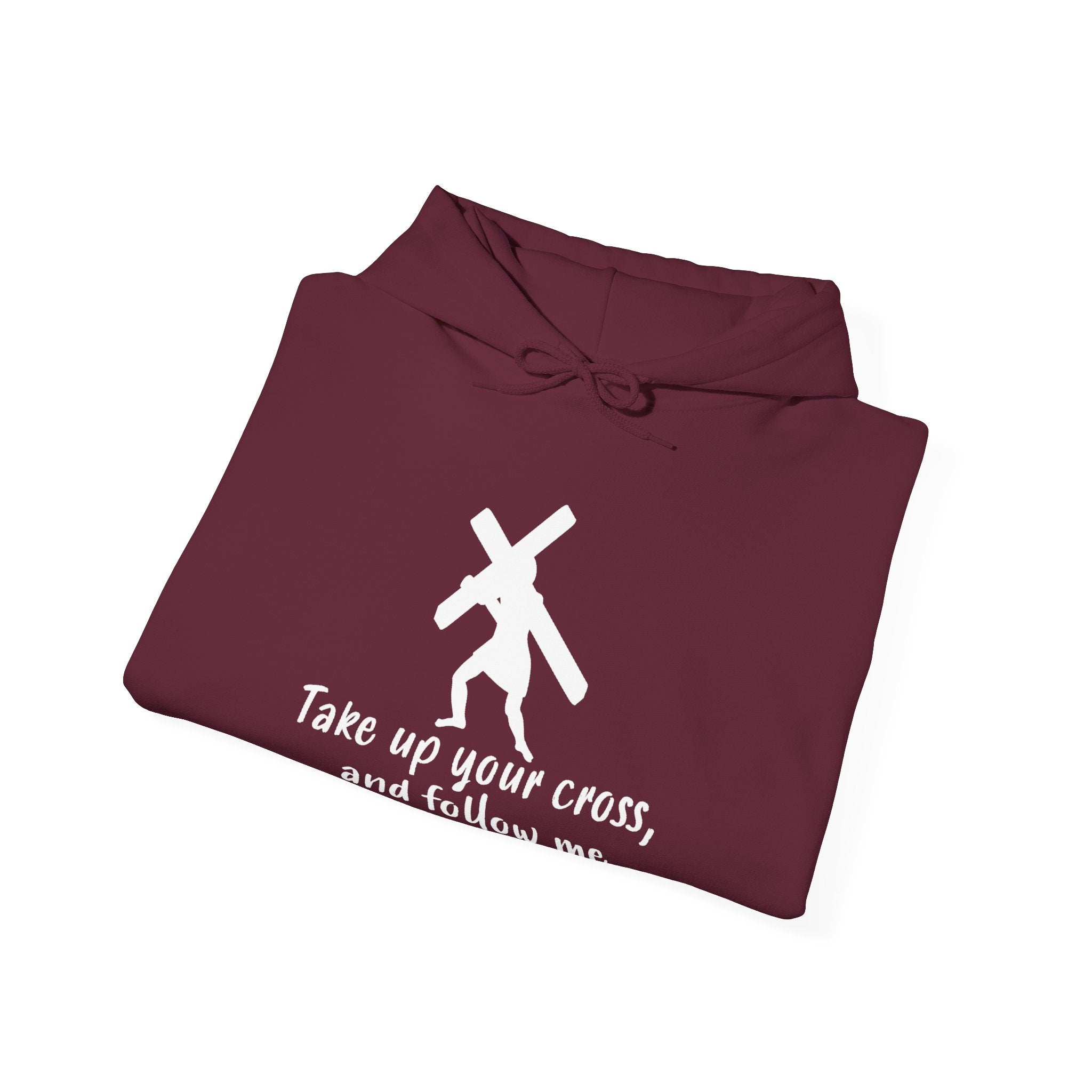 Faith Based Men's Hoodie - Take Up Your Cross and Follow Me | Hoodie by atgodanddesigns