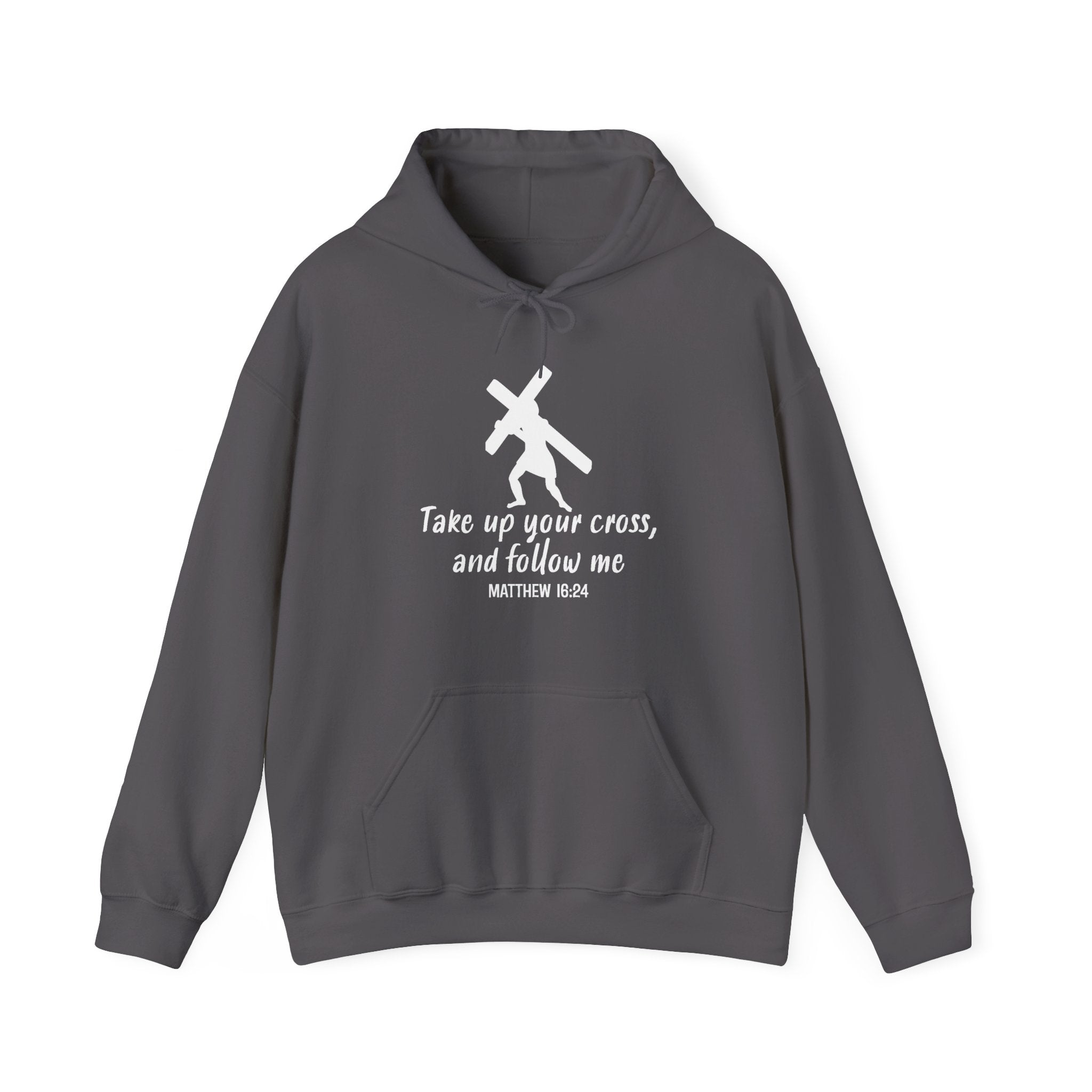 Faith Based Men's Hoodie - Take Up Your Cross and Follow Me | Hoodie by atgodanddesigns