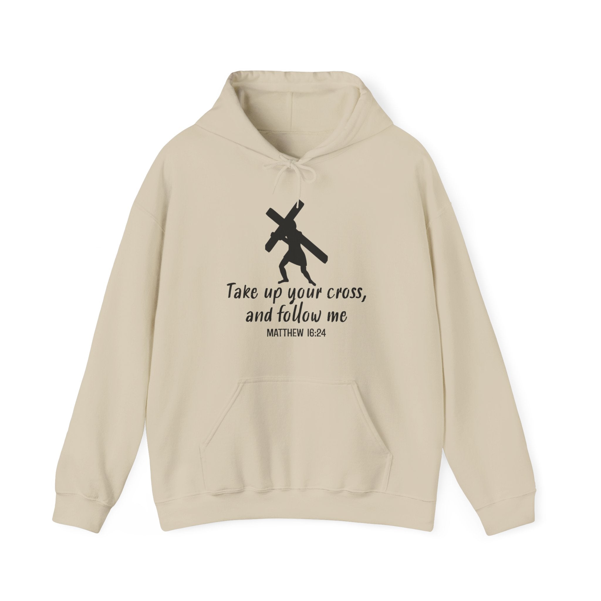 Faith Based Men's Hoodie - Take Up Your Cross and Follow Me | Hoodie by atgodanddesigns