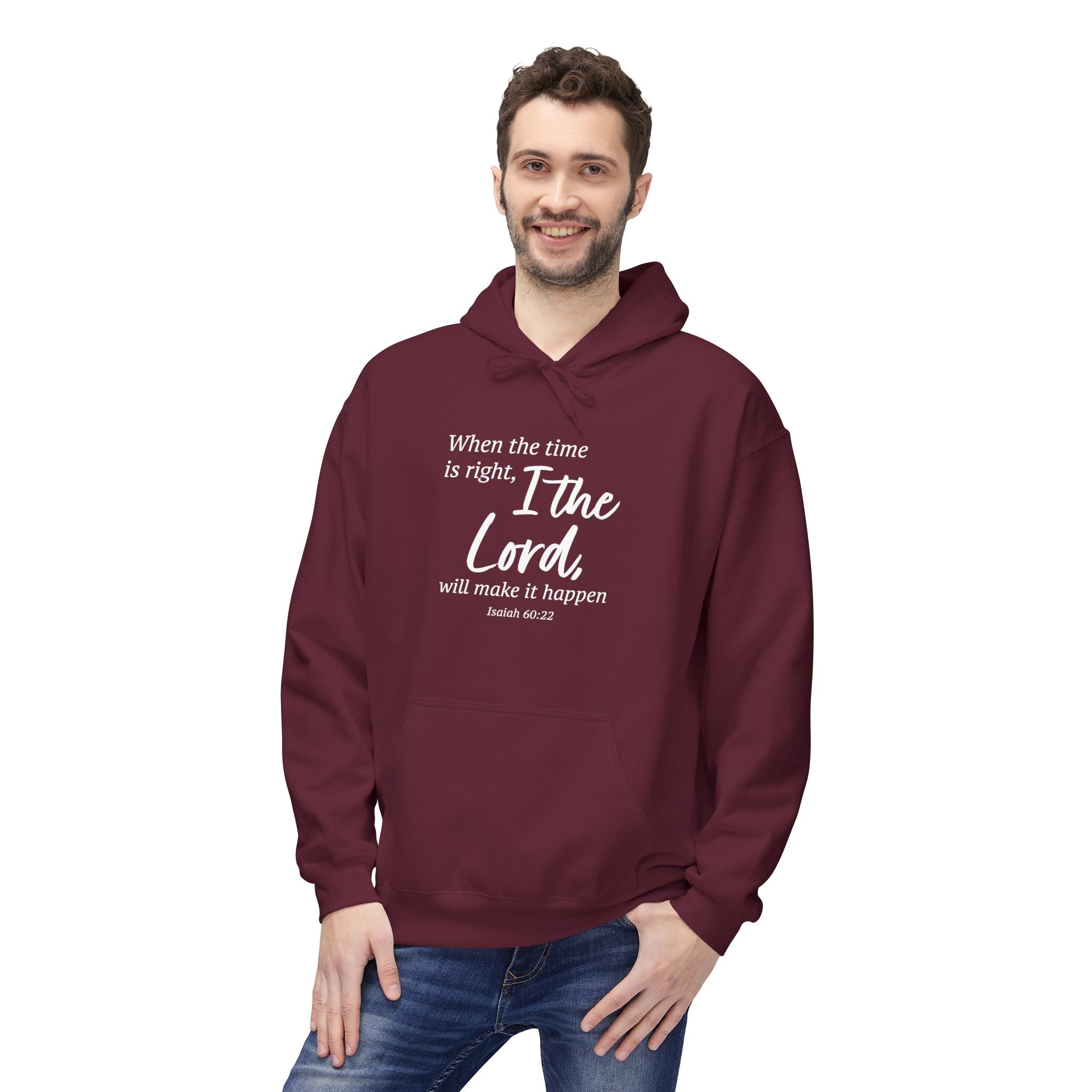 Faith Based Men's Hoodie - When The Time Is Right | Hoodie by atgodanddesigns