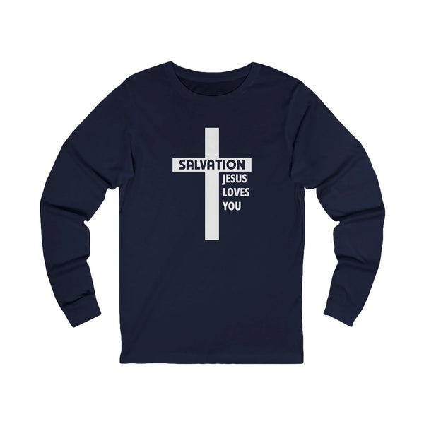 Faith Based Men's Long Sleeve - "Christian Salvation" | Long - sleeve by atgodanddesigns