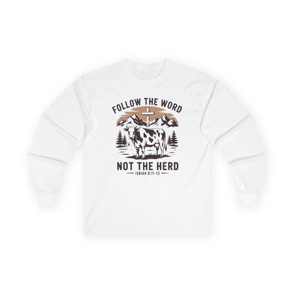 Faith Based Men's Long Sleeve - Follow The Word Not The Herd | Long - sleeve by atgodanddesigns
