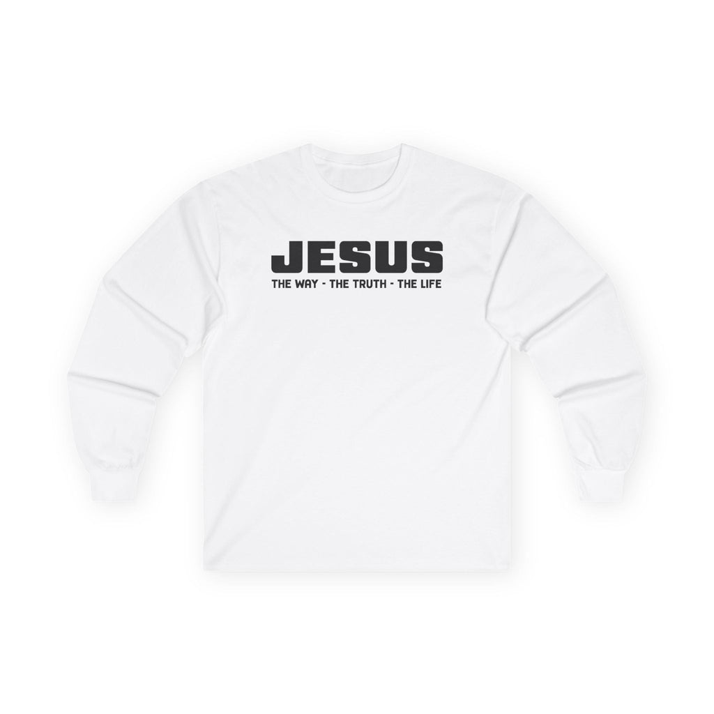 Faith - Based Men's Long Sleeve : Jesus - The Way, The Truth, The Life | Long - sleeve by atgodanddesigns
