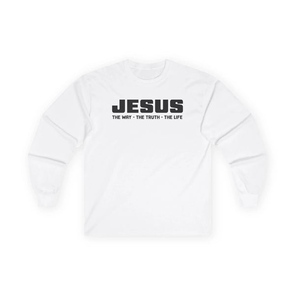 Faith - Based Men's Long Sleeve : Jesus - The Way, The Truth, The Life | Long - sleeve by atgodanddesigns