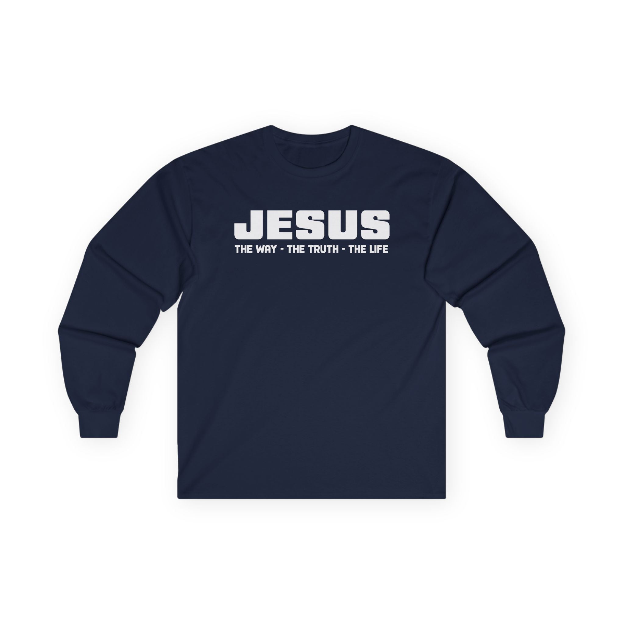 Faith - Based Men's Long Sleeve : Jesus - The Way, The Truth, The Life | Long - sleeve by atgodanddesigns