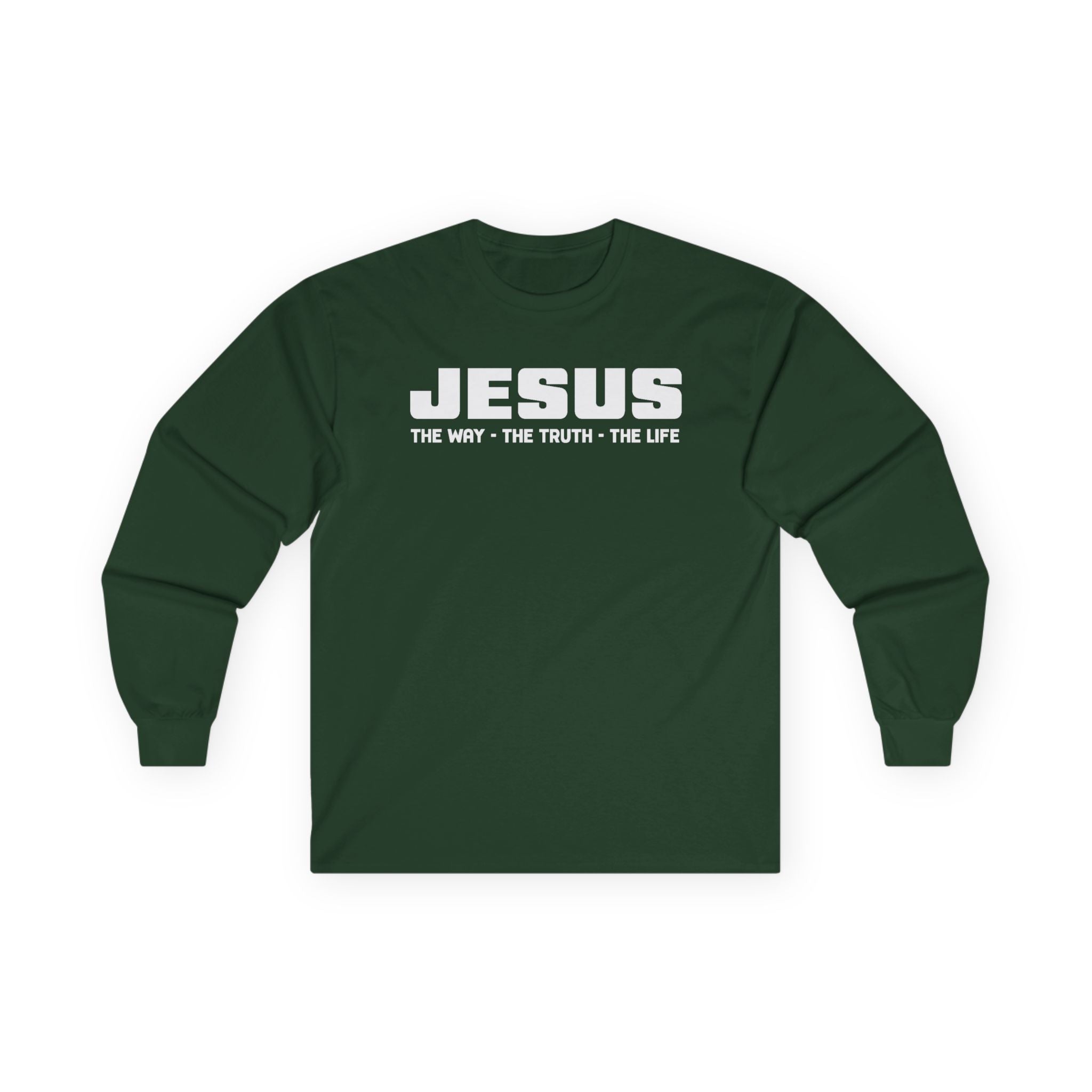 Faith - Based Men's Long Sleeve : Jesus - The Way, The Truth, The Life | Long - sleeve by atgodanddesigns