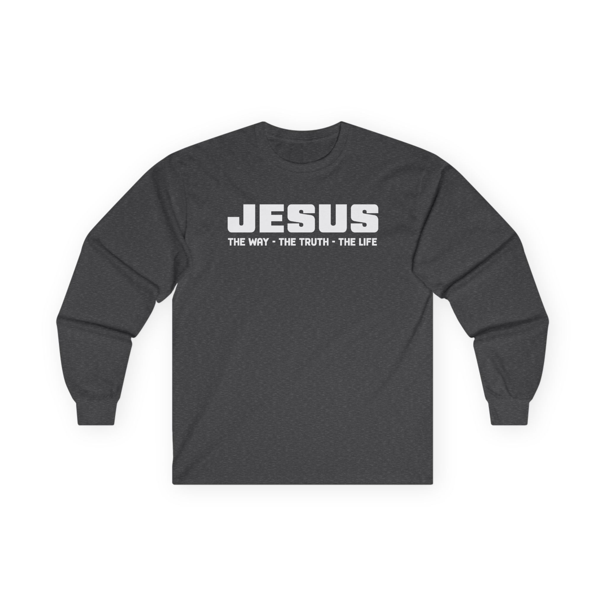 Faith - Based Men's Long Sleeve : Jesus - The Way, The Truth, The Life | Long - sleeve by atgodanddesigns