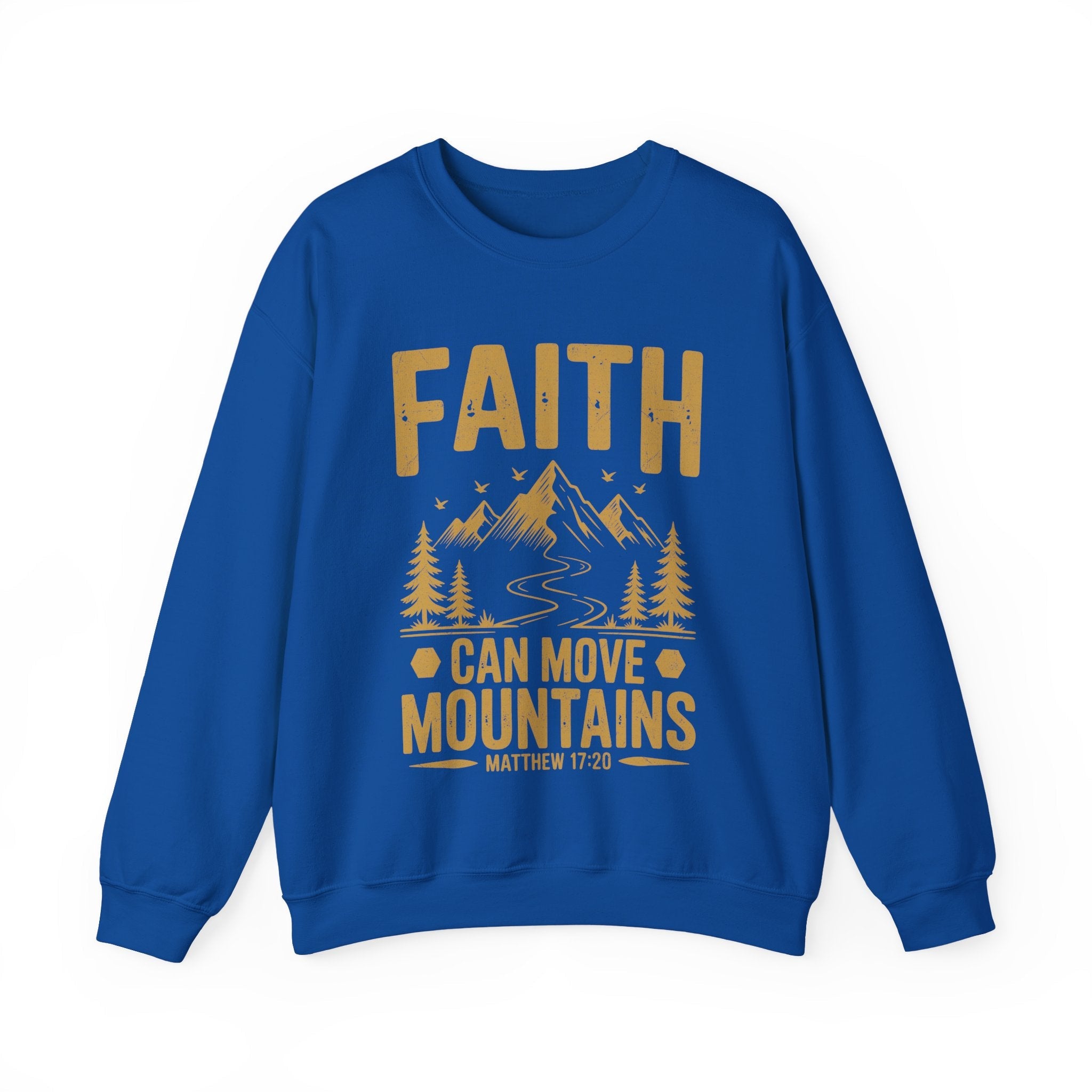 Faith Based Men's Long Sleeve Sweatshirt - " Faith Can Move Mountains" | Sweatshirt by atgodanddesigns