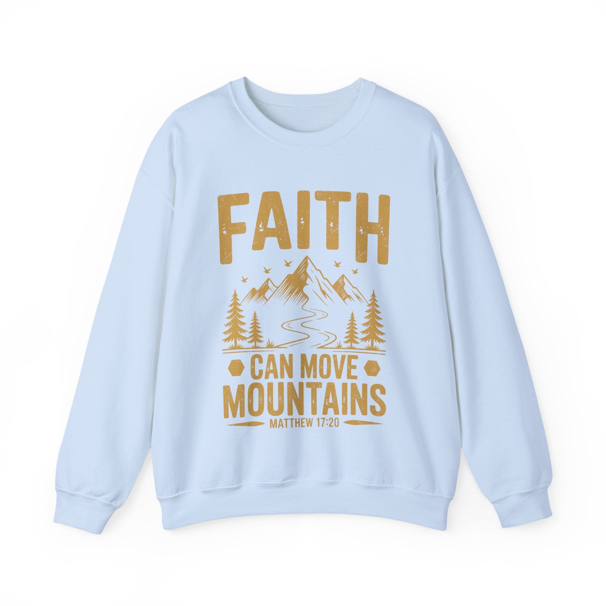 Faith Based Men's Long Sleeve Sweatshirt - " Faith Can Move Mountains" | Sweatshirt by atgodanddesigns