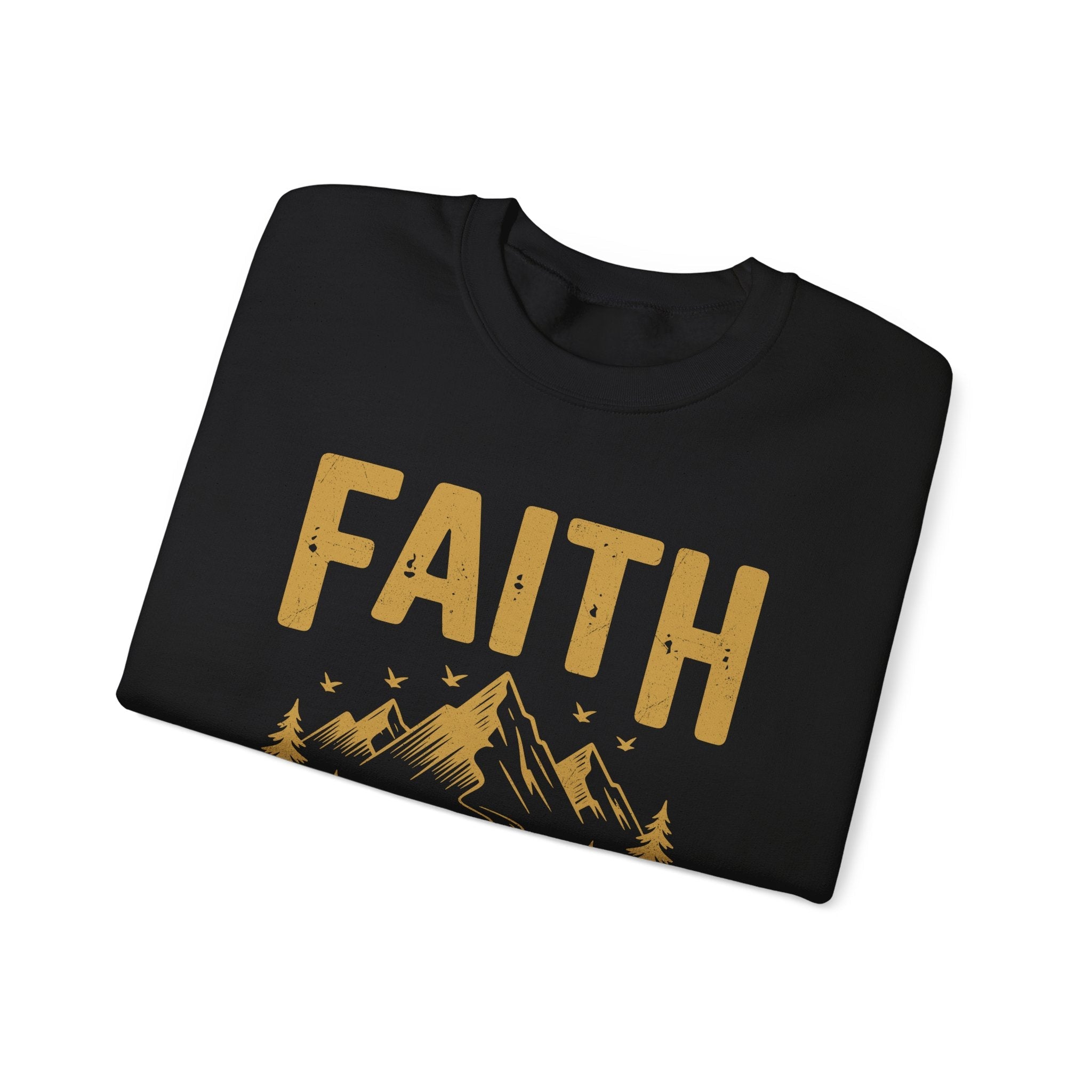 Faith Based Men's Long Sleeve Sweatshirt - " Faith Can Move Mountains" | Sweatshirt by atgodanddesigns