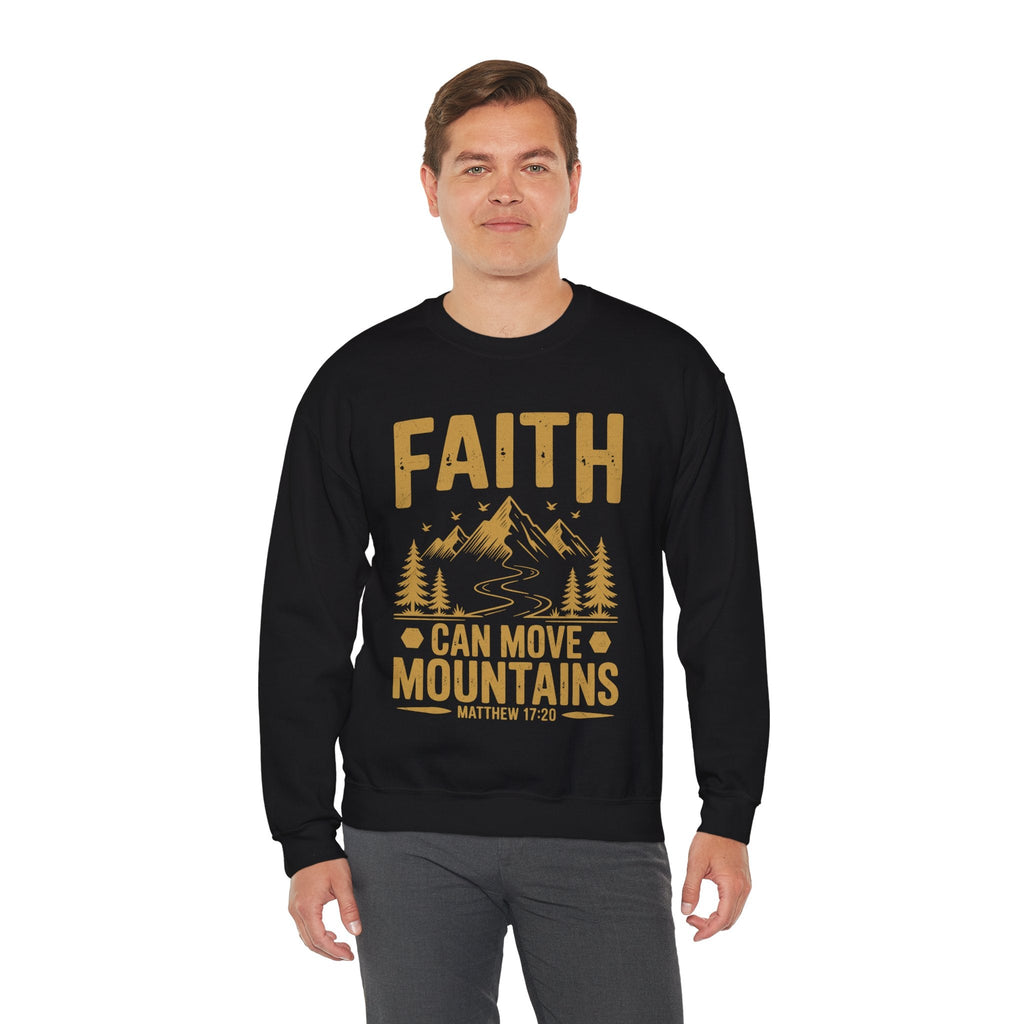 Faith Based Men's Long Sleeve Sweatshirt - " Faith Can Move Mountains" | Sweatshirt by atgodanddesigns