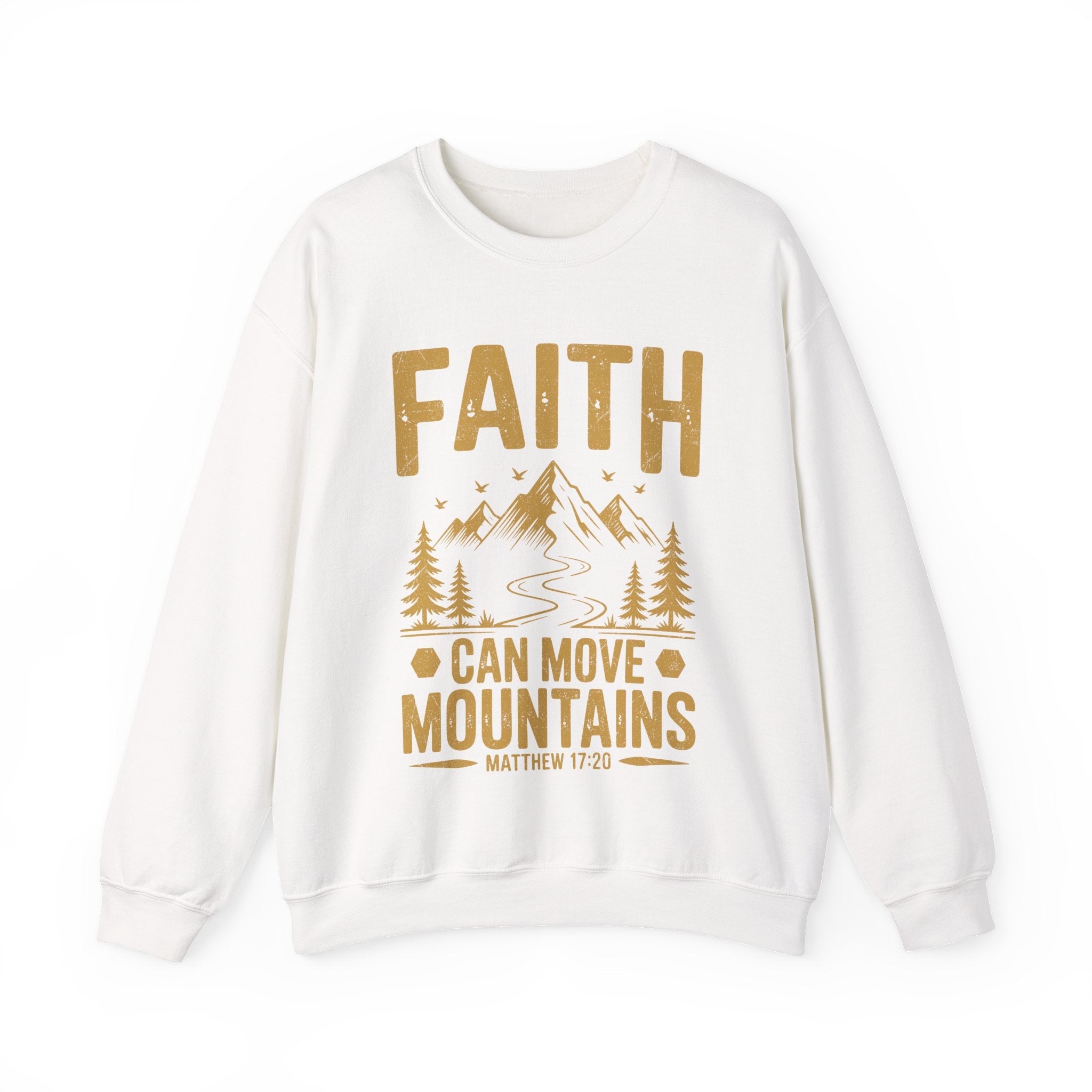 Faith Based Men's Long Sleeve Sweatshirt - " Faith Can Move Mountains" | Sweatshirt by atgodanddesigns