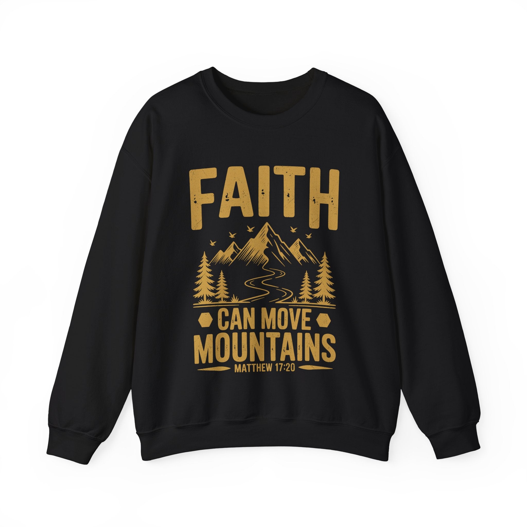 Faith Based Men's Long Sleeve Sweatshirt - " Faith Can Move Mountains" | Sweatshirt by atgodanddesigns