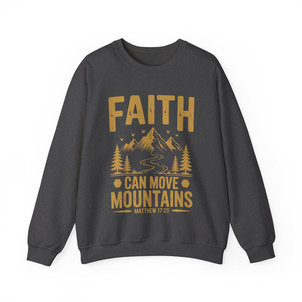 Faith Based Men's Long Sleeve Sweatshirt - " Faith Can Move Mountains" | Sweatshirt by atgodanddesigns