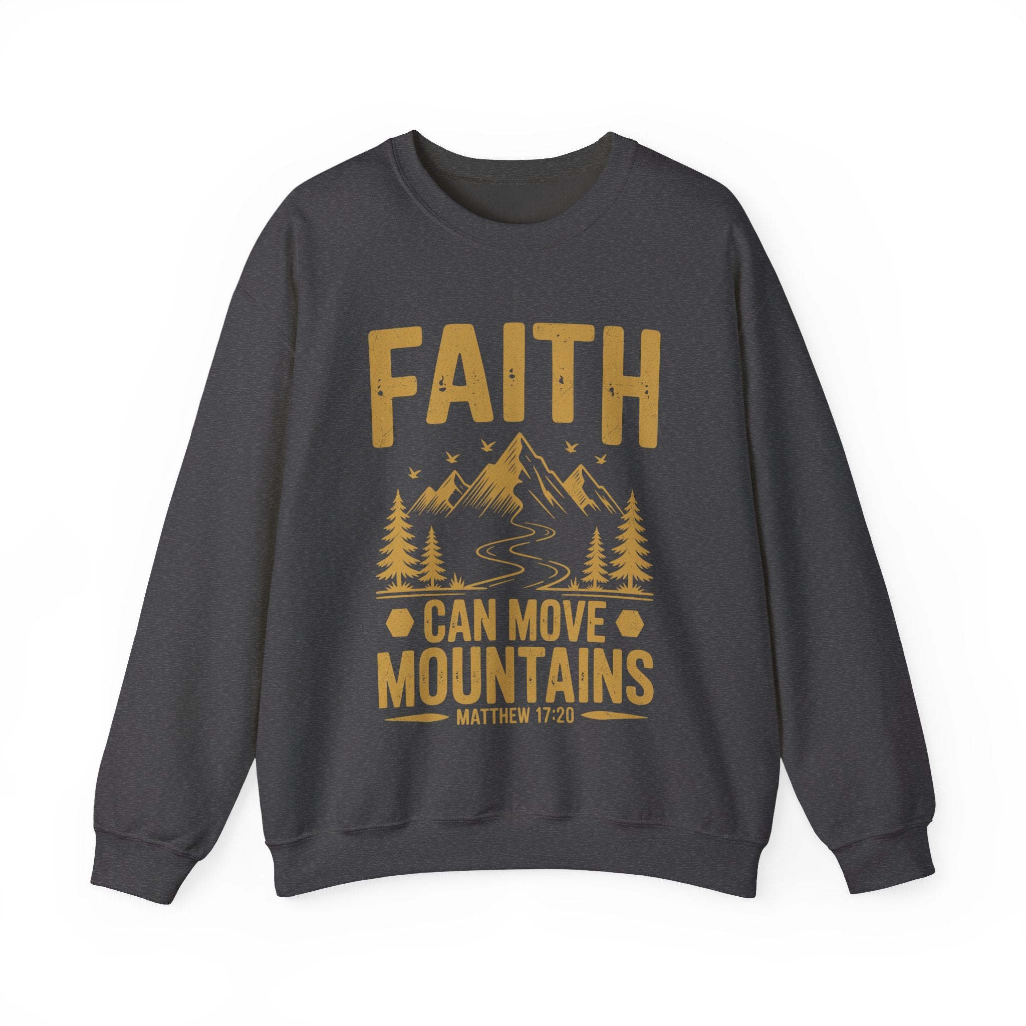 Faith Based Men's Long Sleeve Sweatshirt - " Faith Can Move Mountains" | Sweatshirt by atgodanddesigns
