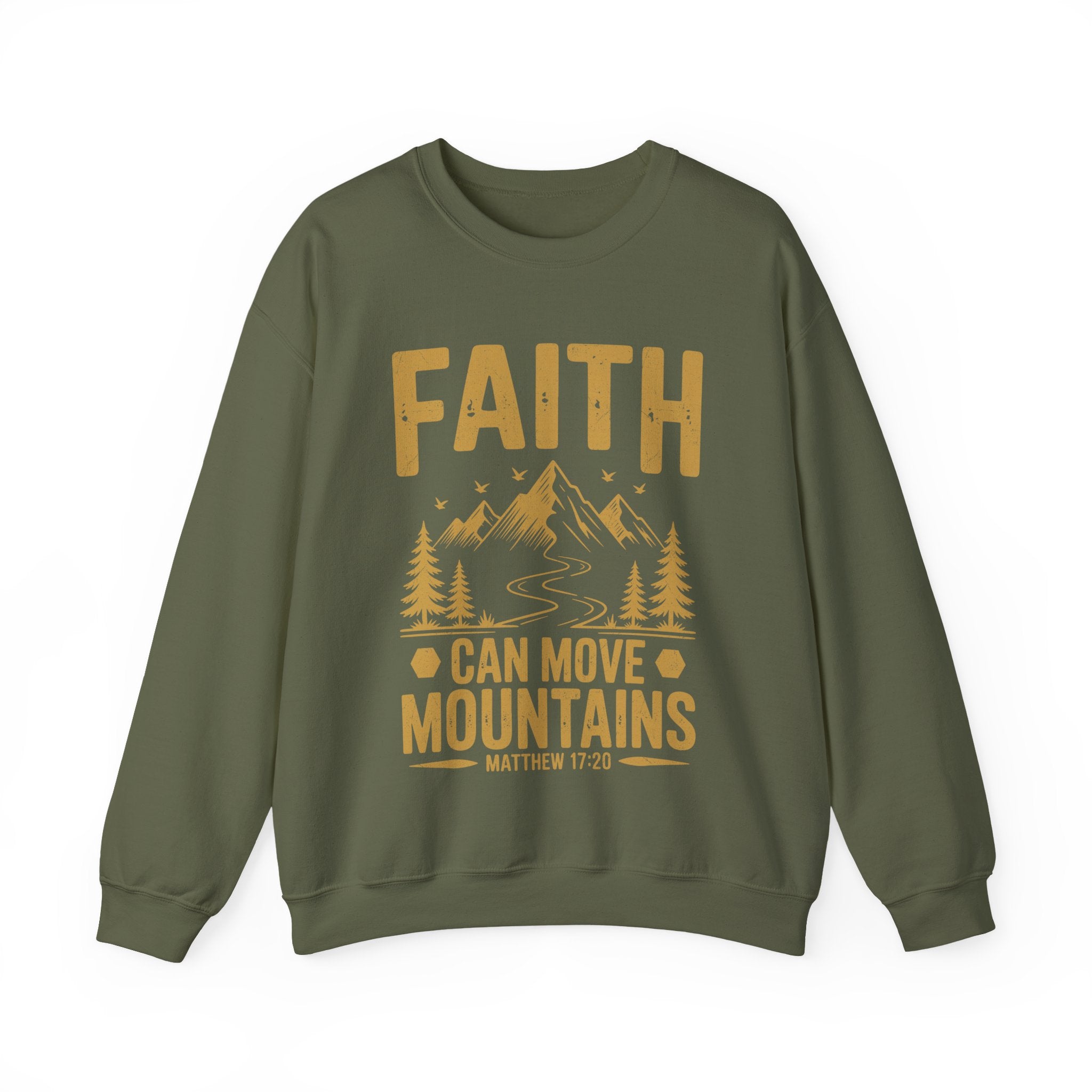 Faith Based Men's Long Sleeve Sweatshirt - " Faith Can Move Mountains" | Sweatshirt by atgodanddesigns