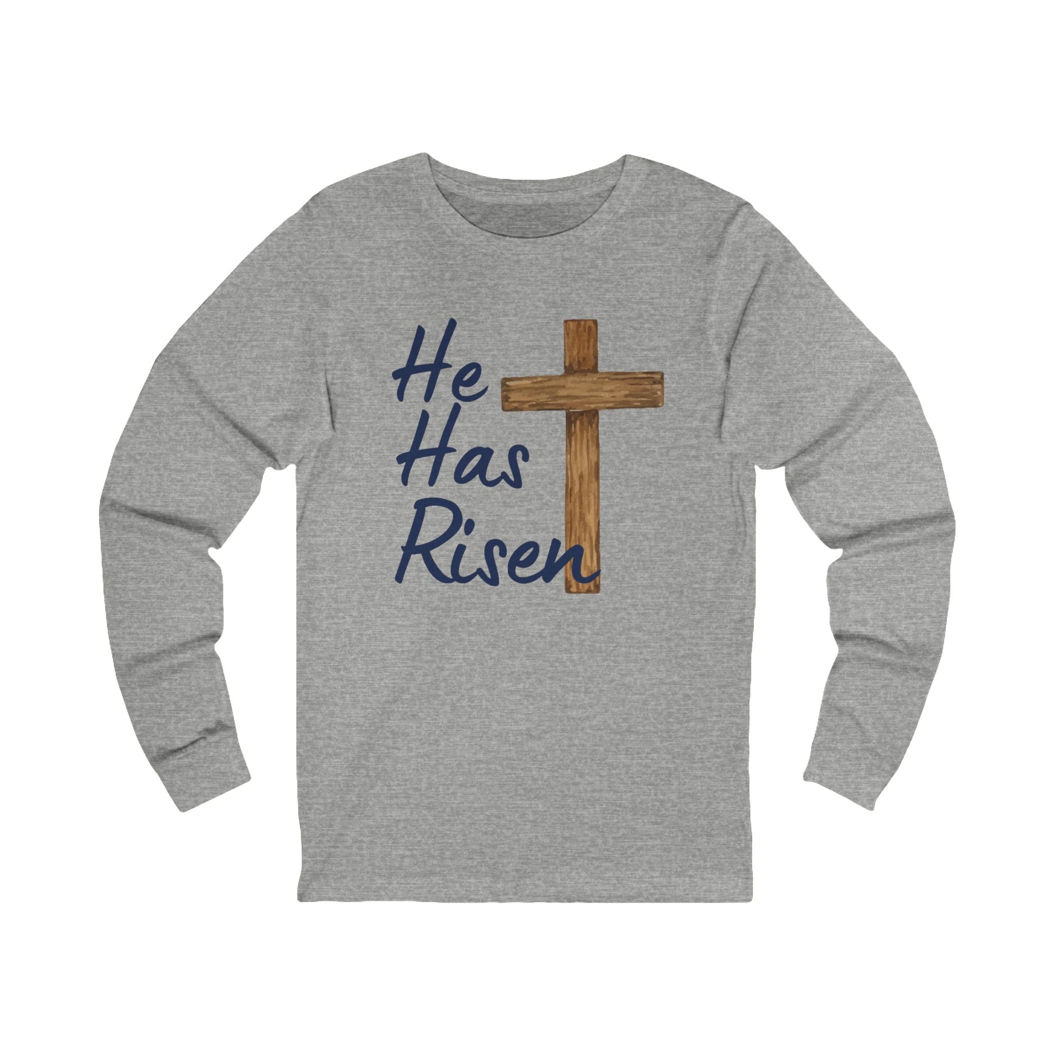Faith Based Men's Long Sleeve T-Shirt - He Has Risen | Long - sleeve by atgodanddesigns