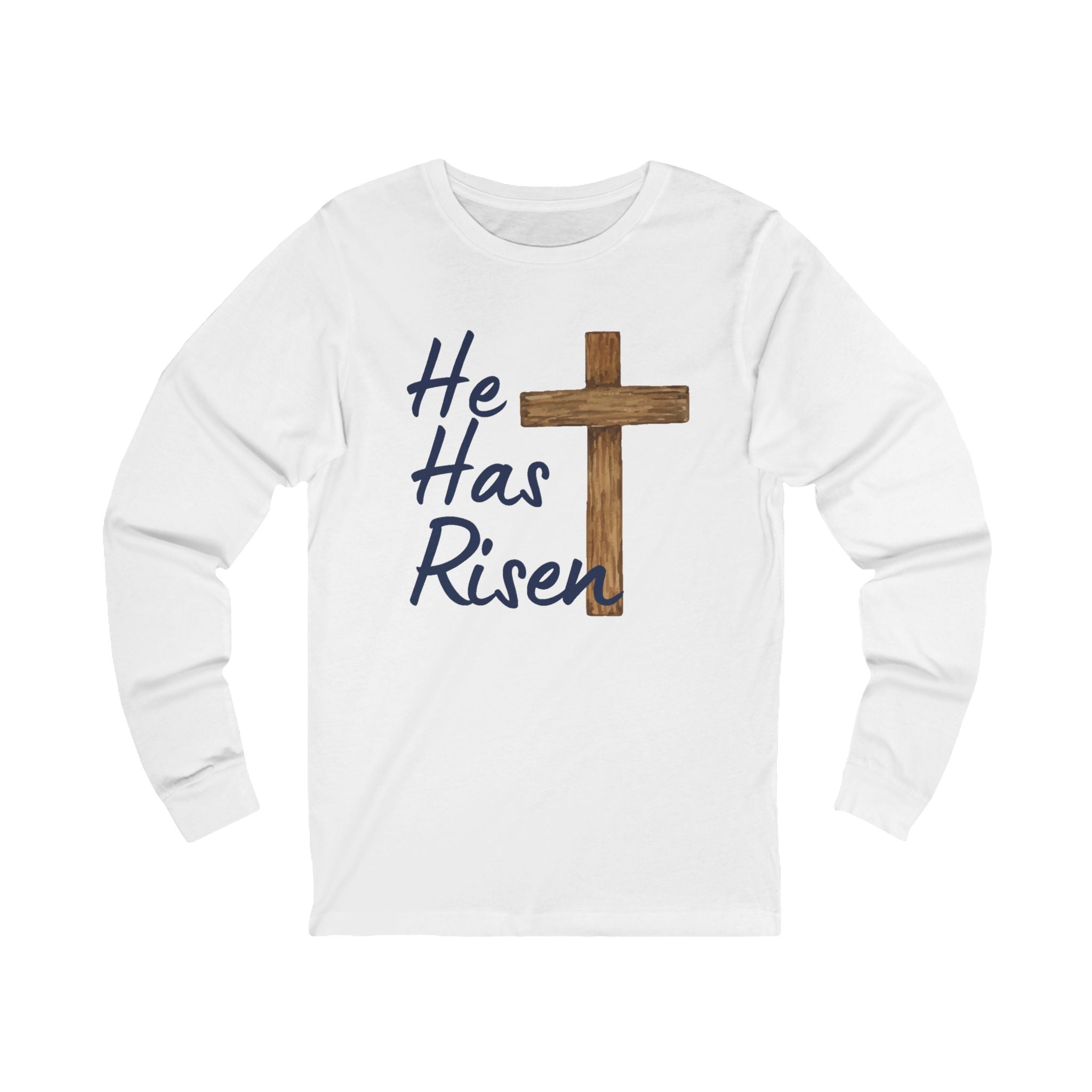 Faith Based Men's Long Sleeve T-Shirt - He Has Risen | Long - sleeve by atgodanddesigns