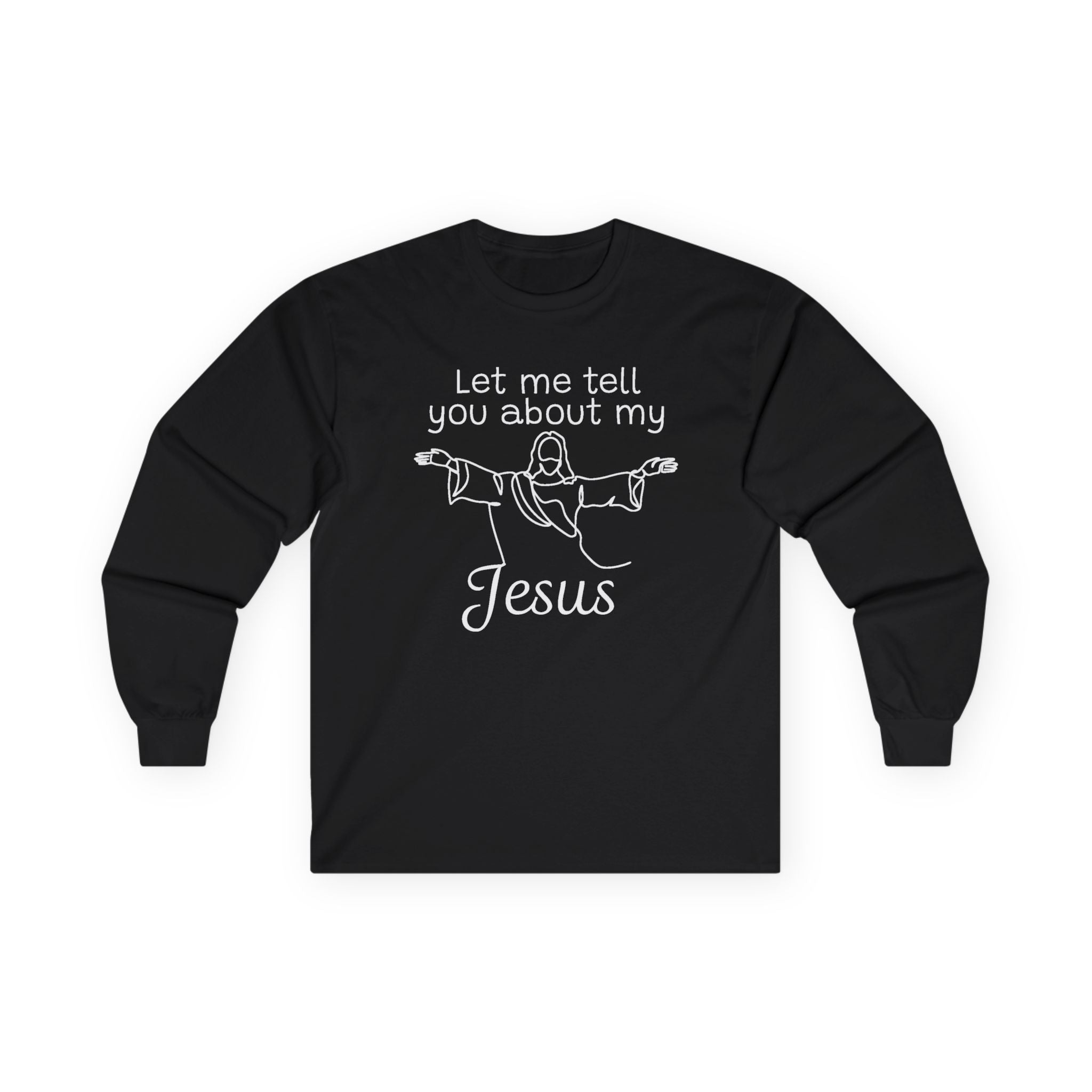 Faith Based Men's Long Sleeve T-Shirt - Let Me Tell You About My Jesus | Long - sleeve by atgodanddesigns