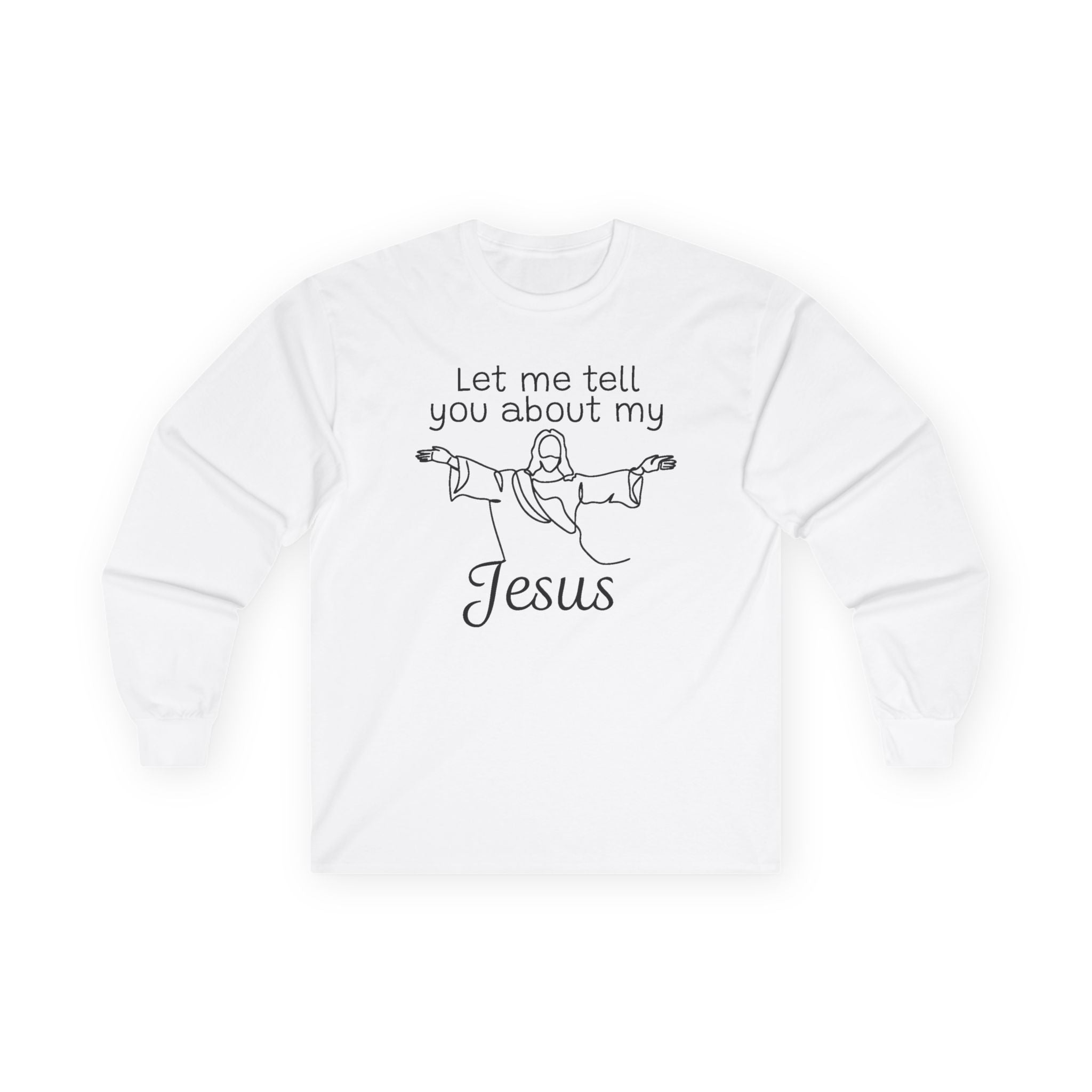 Faith Based Men's Long Sleeve T-Shirt - Let Me Tell You About My Jesus | Long - sleeve by atgodanddesigns