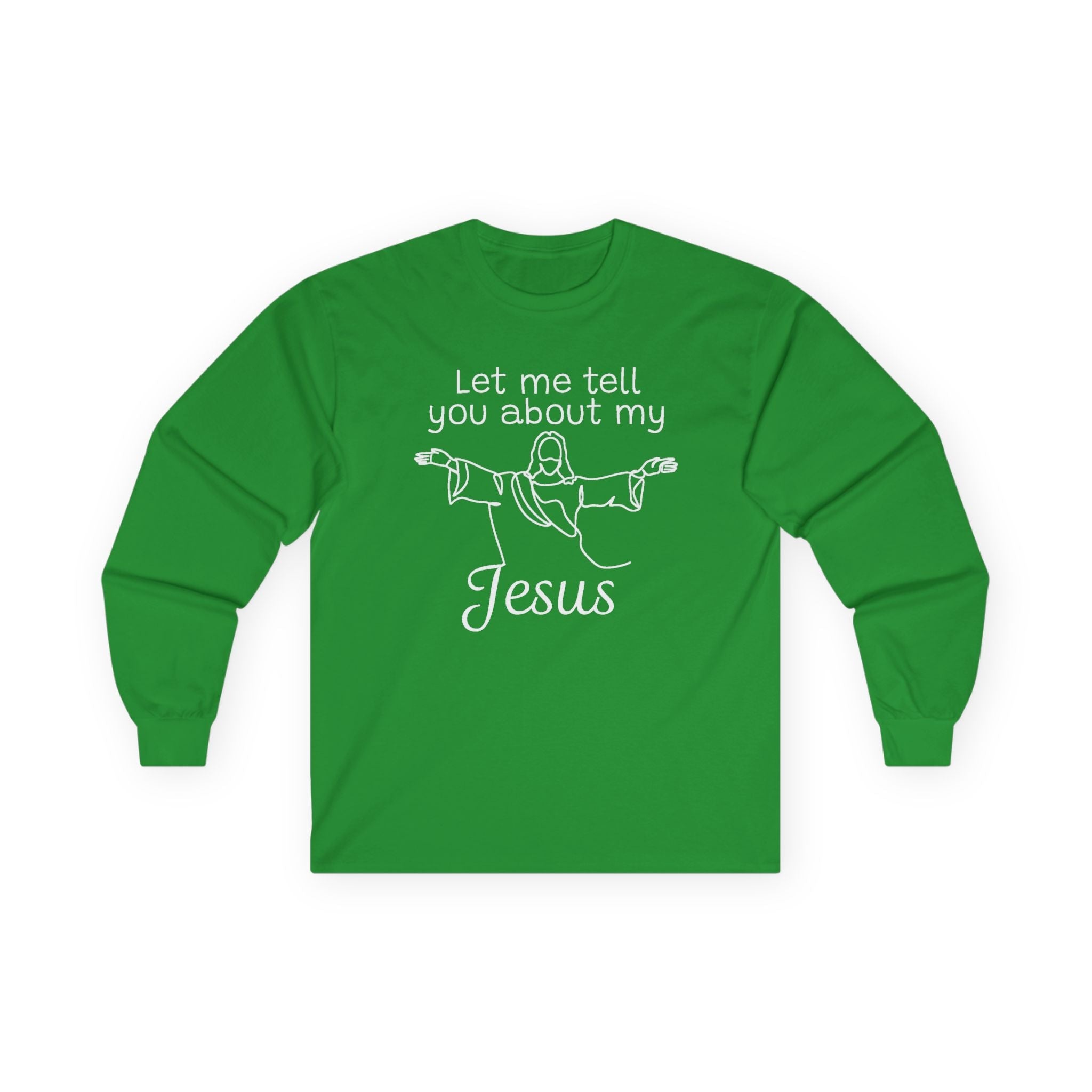 Faith Based Men's Long Sleeve T-Shirt - Let Me Tell You About My Jesus | Long - sleeve by atgodanddesigns
