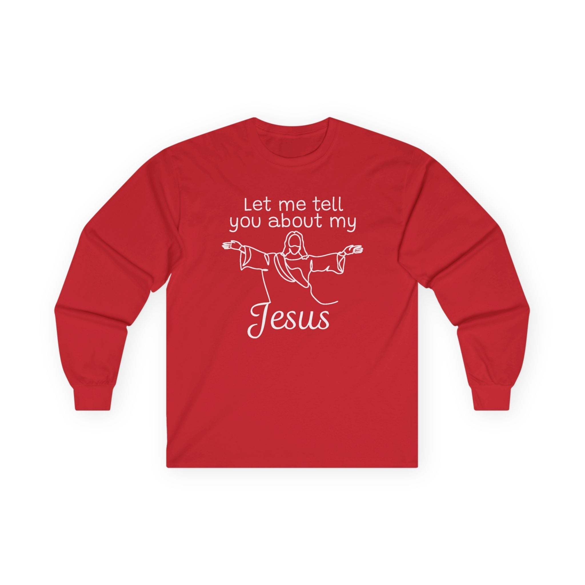 Faith Based Men's Long Sleeve T-Shirt - Let Me Tell You About My Jesus | Long - sleeve by atgodanddesigns
