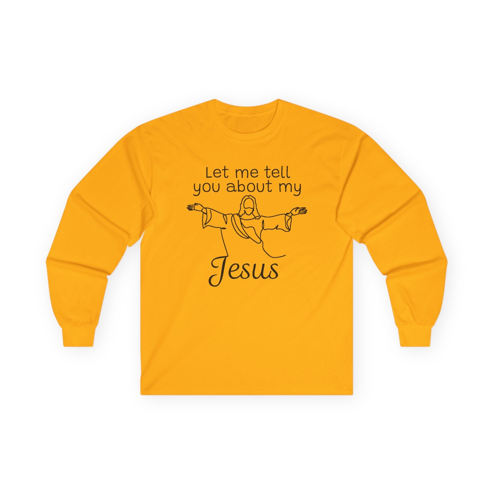 Faith Based Men's Long Sleeve T-Shirt - Let Me Tell You About My Jesus | Long - sleeve by atgodanddesigns