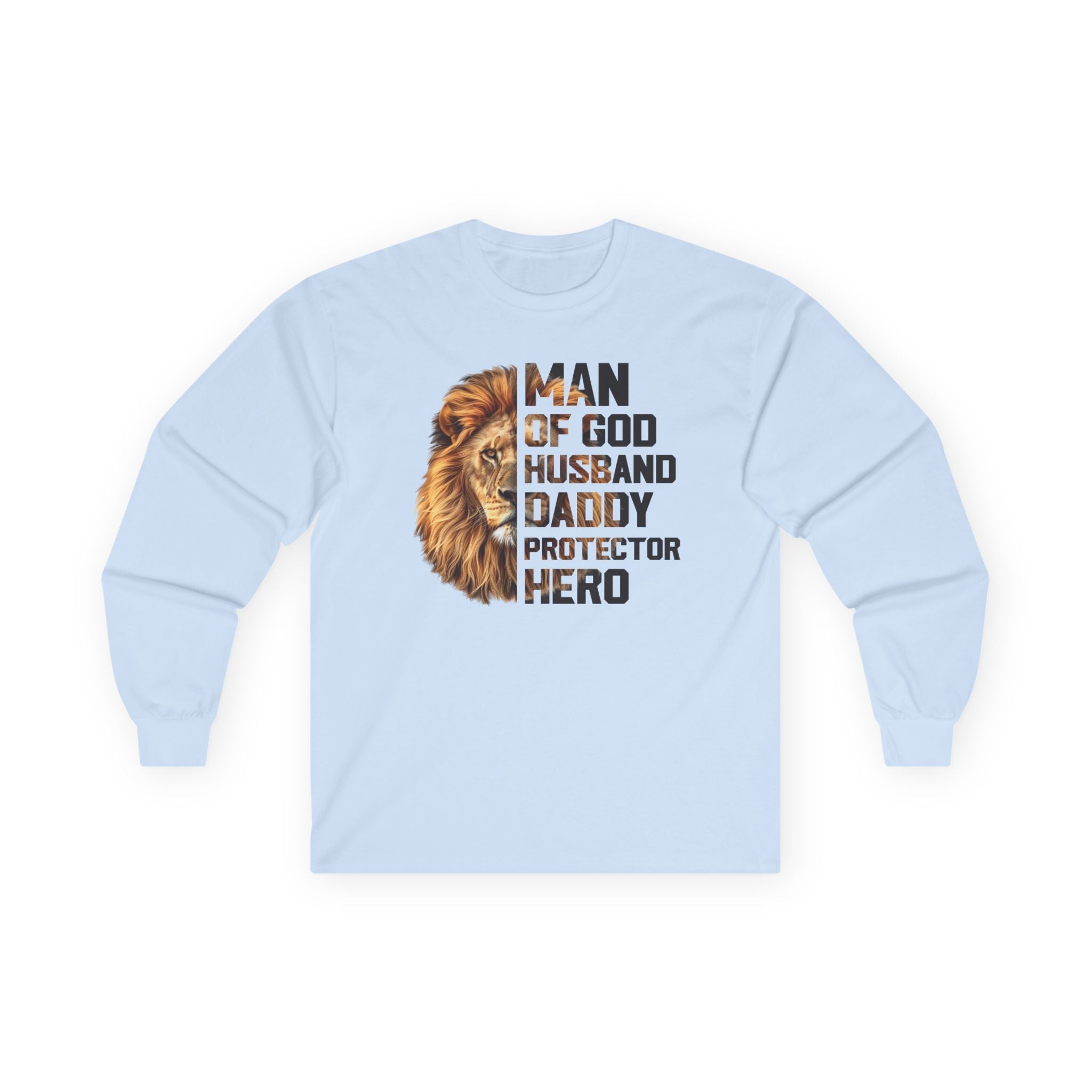Faith Based Men's Long Sleeve T-Shirt - Man Of God, Husband, Daddy, Protector, Hero | Long - sleeve by atgodanddesigns
