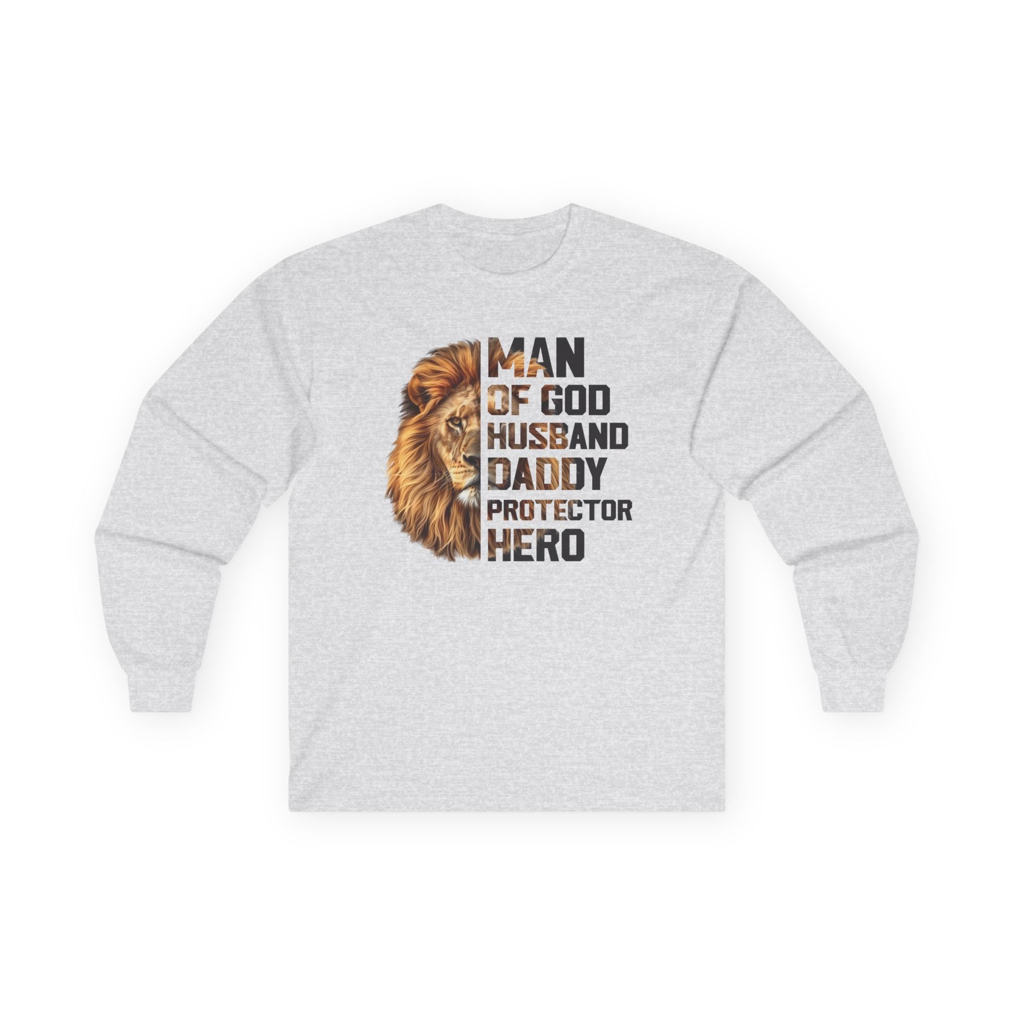 Faith Based Men's Long Sleeve T-Shirt - Man Of God, Husband, Daddy, Protector, Hero | Long - sleeve by atgodanddesigns