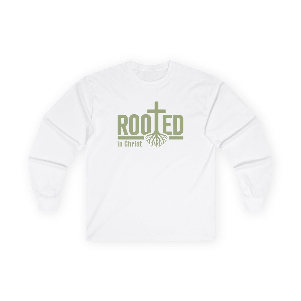 Faith Based Men's Long Sleeve T-Shirt - Rooted In Christ | Long - sleeve by atgodanddesigns