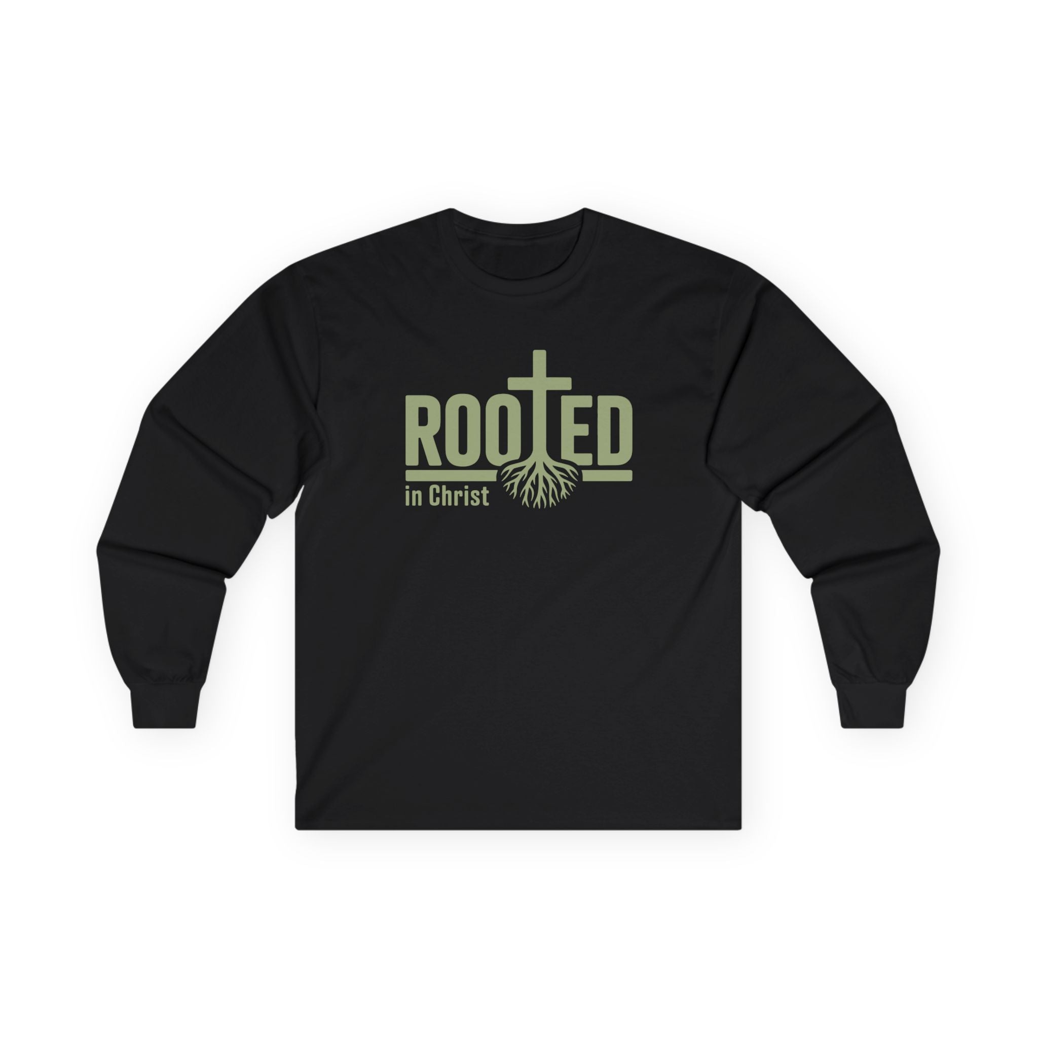 Faith Based Men's Long Sleeve T-Shirt - Rooted In Christ | Long - sleeve by atgodanddesigns