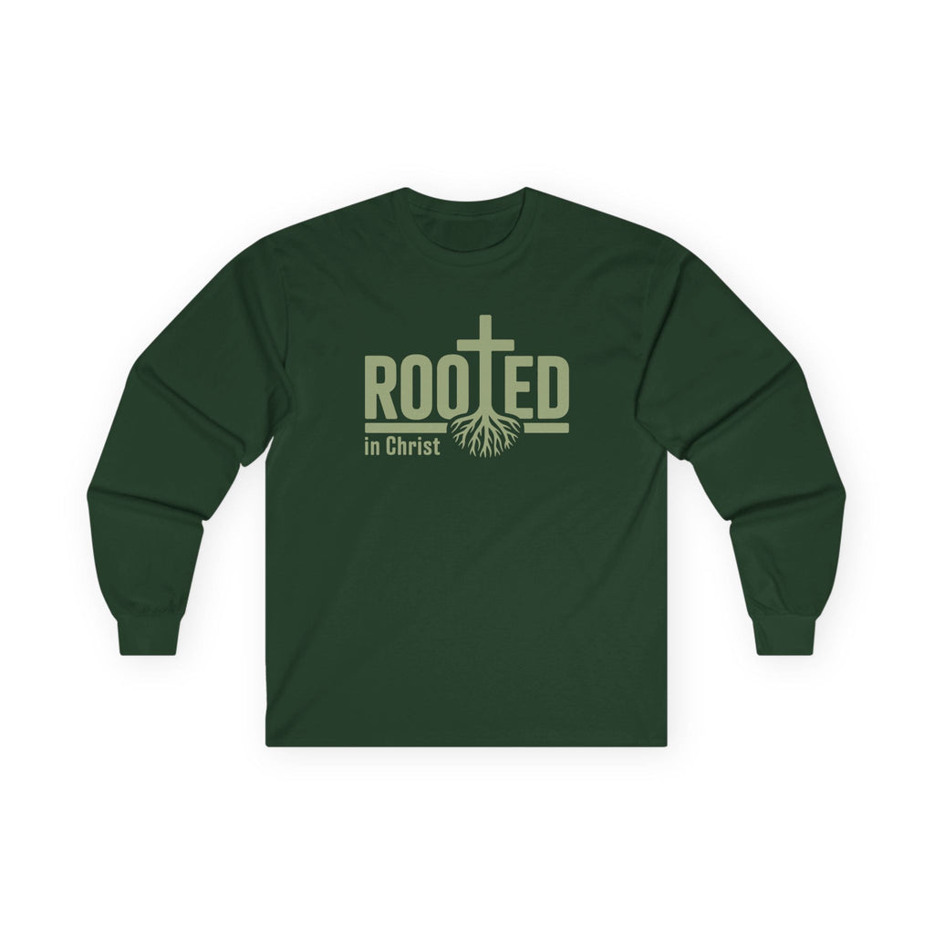 Faith Based Men's Long Sleeve T-Shirt - Rooted In Christ | Long - sleeve by atgodanddesigns