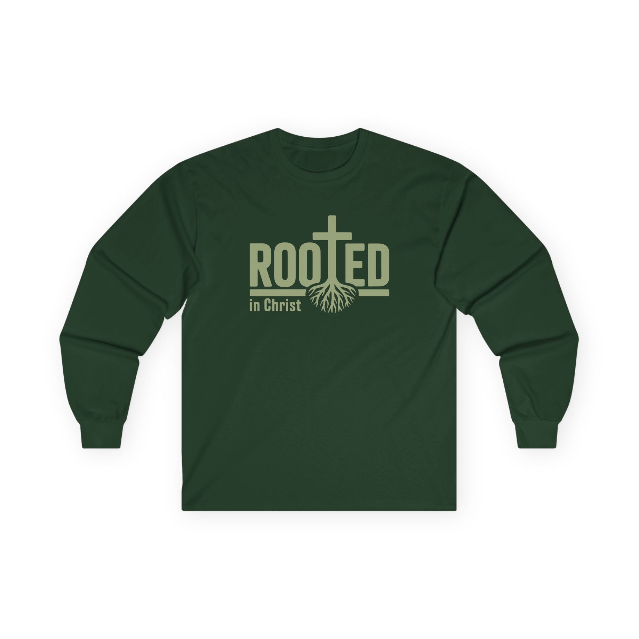 Faith Based Men's Long Sleeve T-Shirt - Rooted In Christ | Long - sleeve by atgodanddesigns